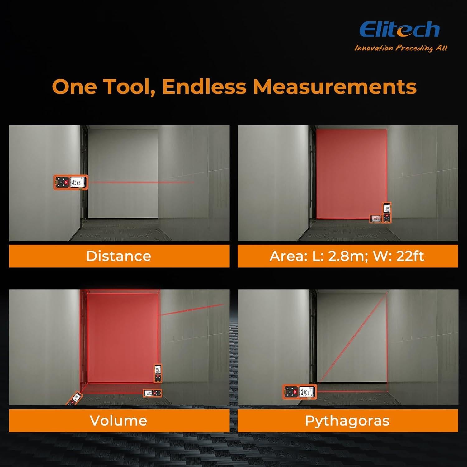 Medidor de Distancia Láser Elitech LDM-50D 50m Precisión ±2mm