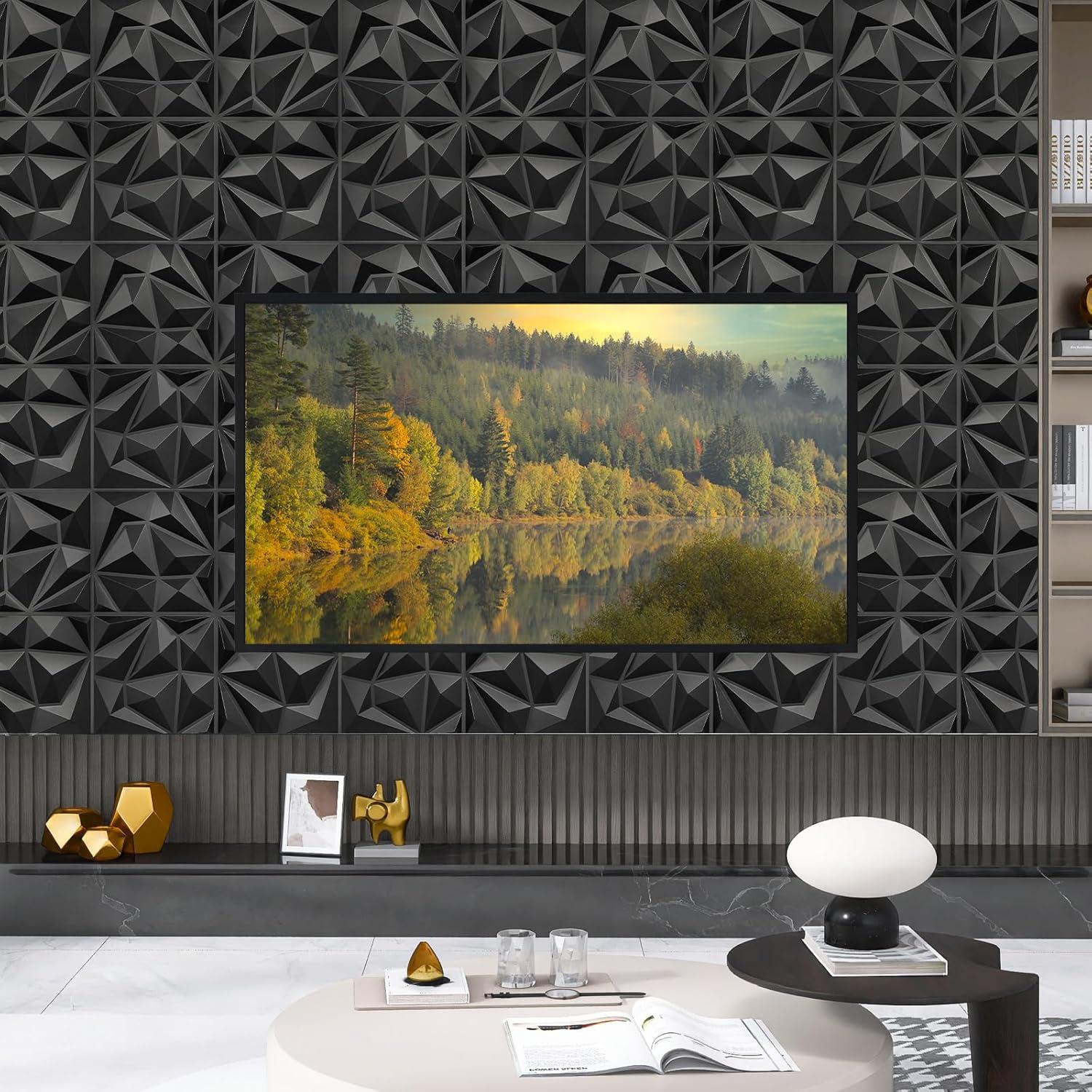 33 Paneles de Pared Decorativos 3D LEVOWAY Negro 30.48cm