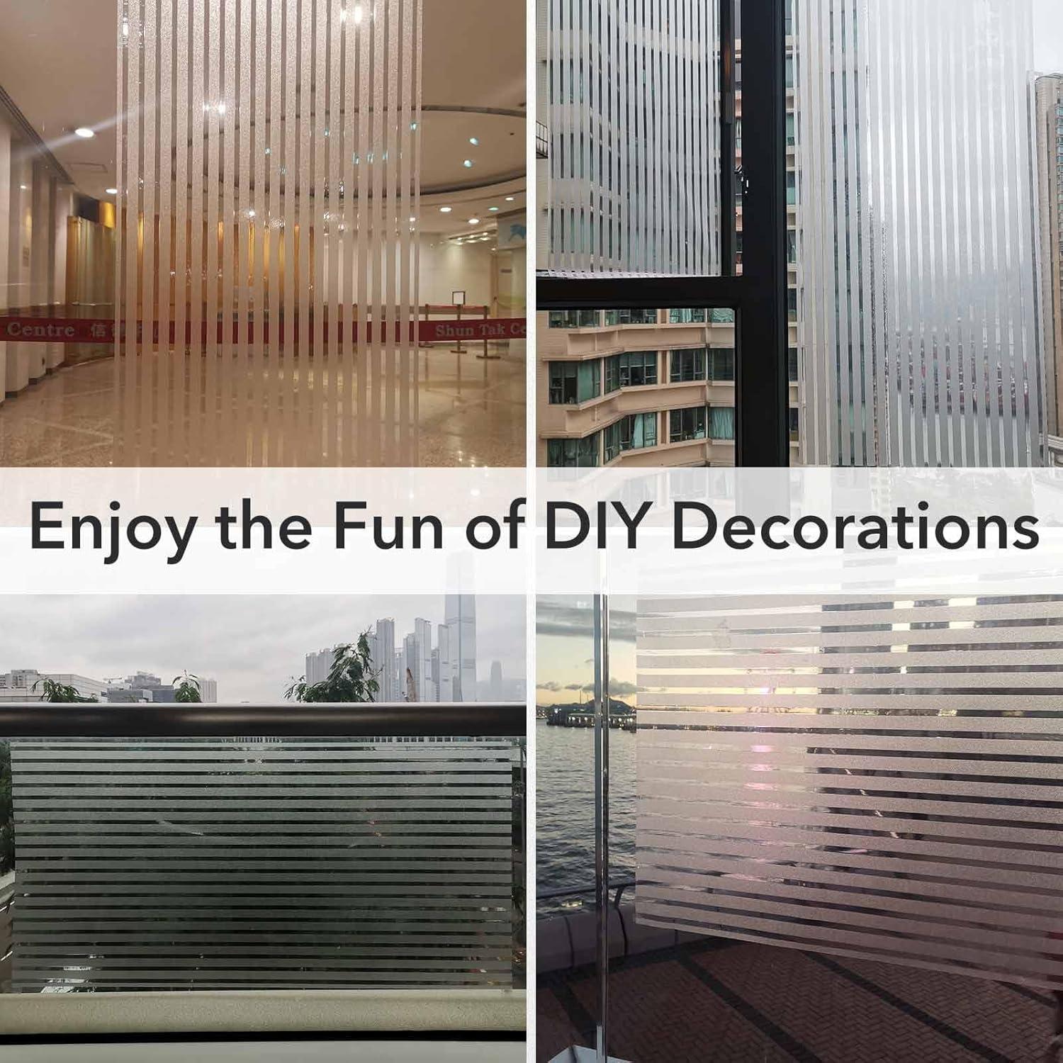 Película de Privacidad para Ventanas VSUDO 45x200 cm Rayas Esmeriladas