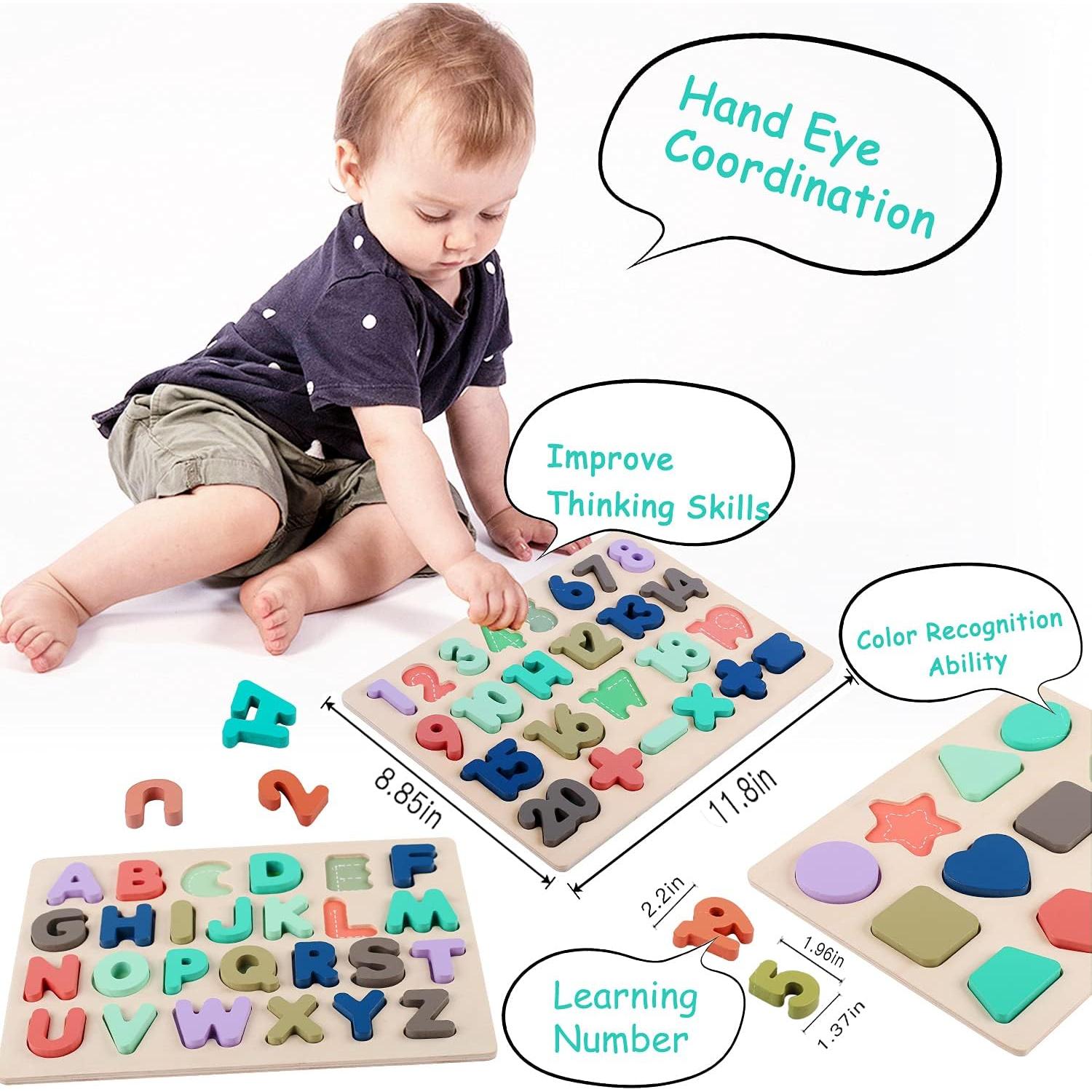 Rompecabezas de Madera 3 en 1 Kesletney para Niños 3 a 6 Años