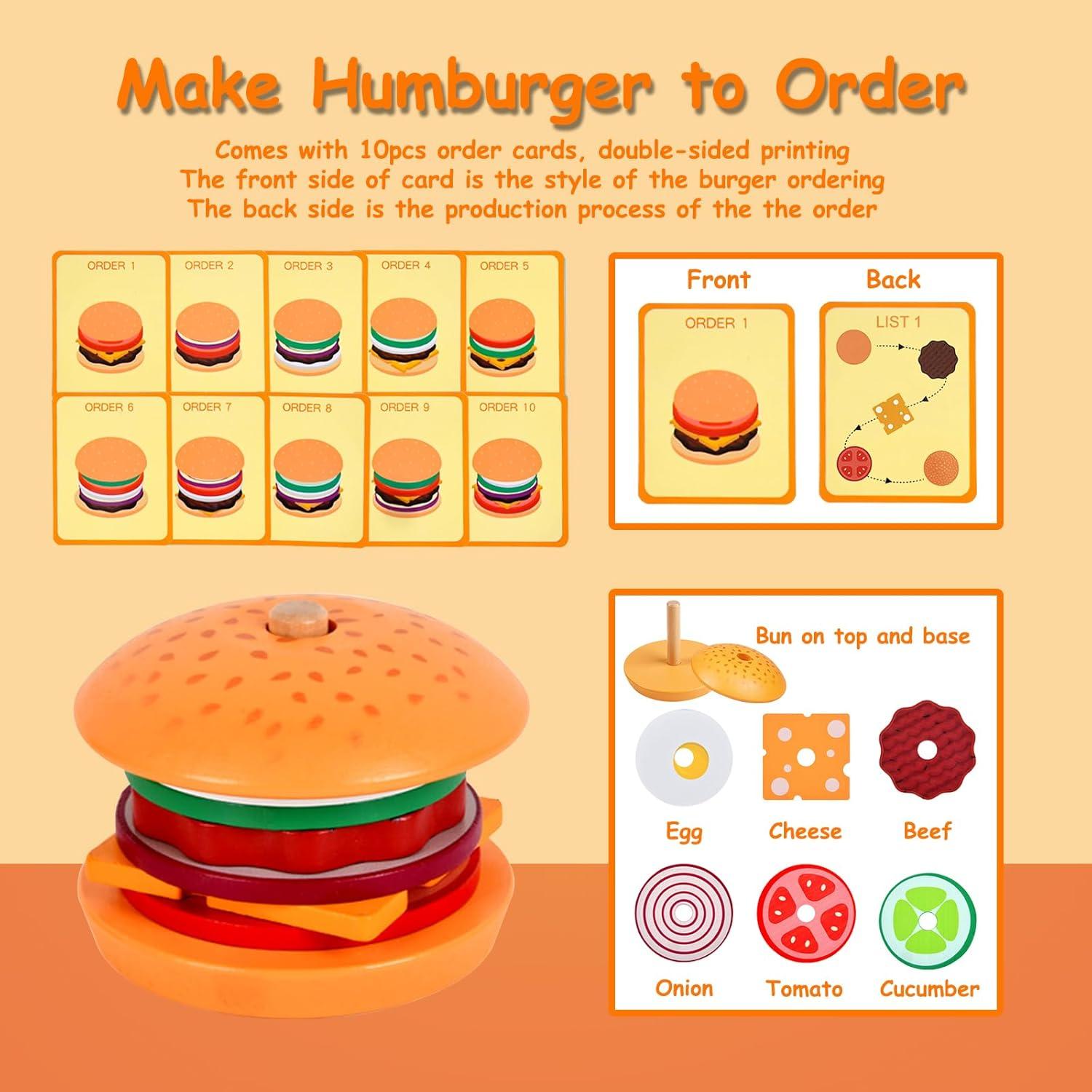 Juguete de Madera Hamburguesa Pajojoqa 10 cm Educativo