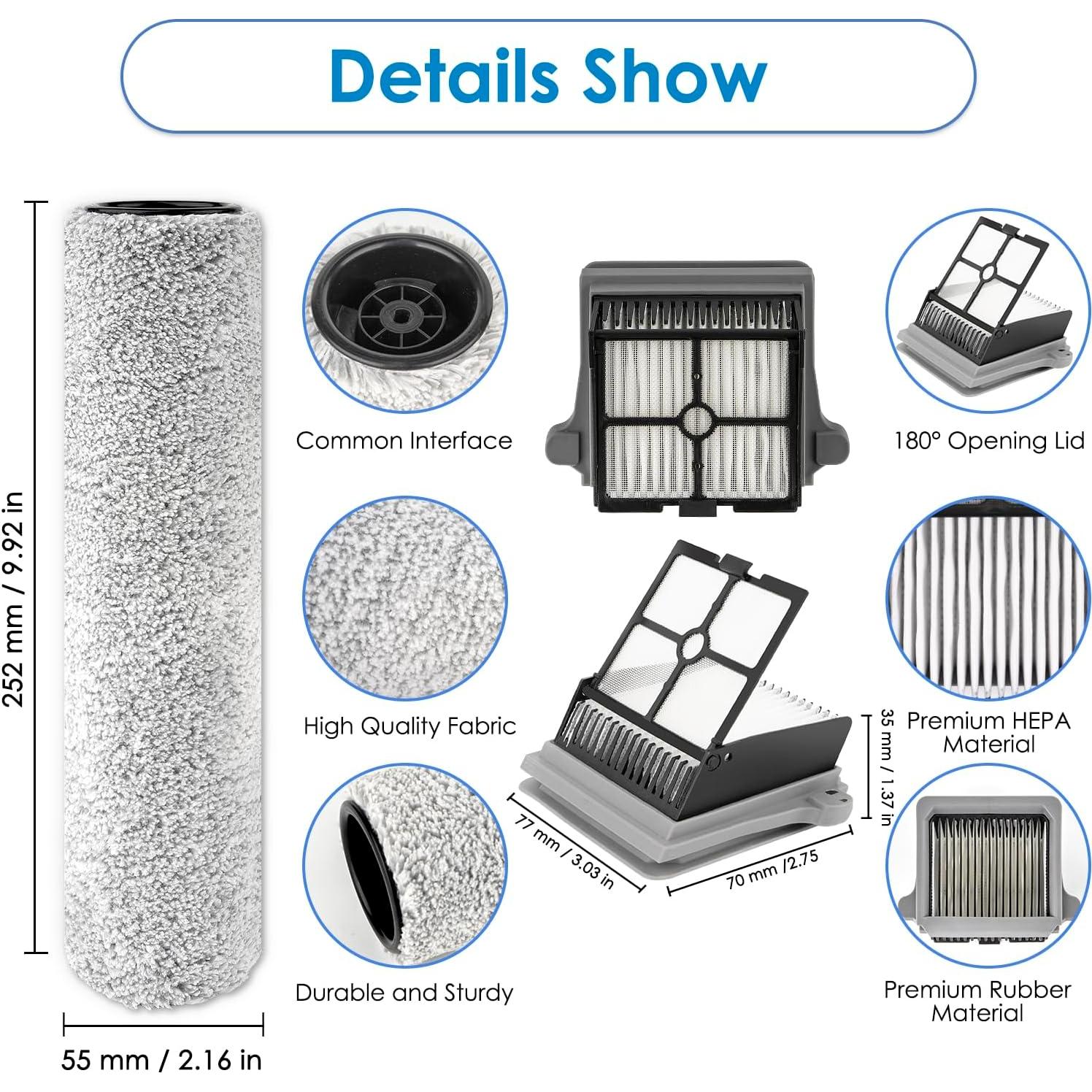 Rodillos y Filtros HEPA BRUVISH para Tineco S7 Pro/S6 - Paquete de 6