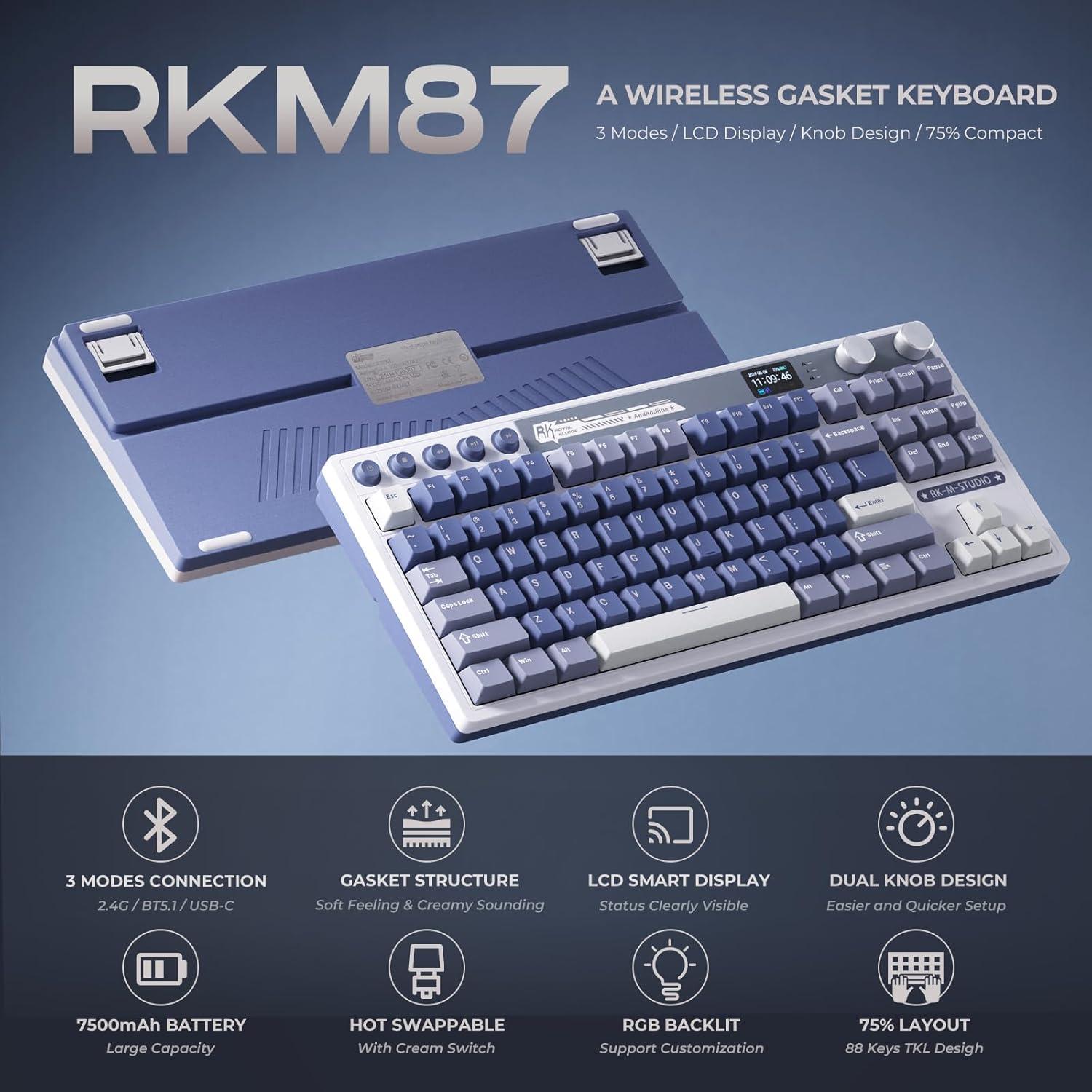 Teclado Mecánico Inalámbrico RK Royal Kludge M87 RGB 75%