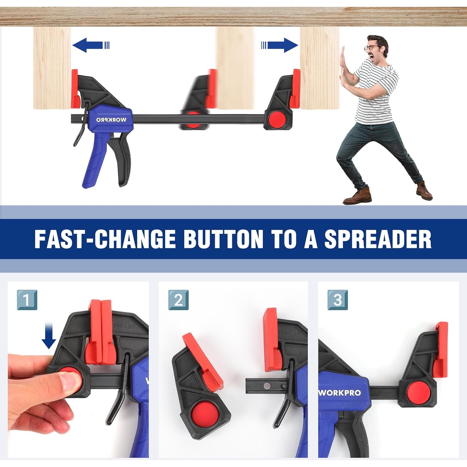 Abrazaderas de Carpintería WORKPRO 6" 2-Pack 150LBS (68kg)