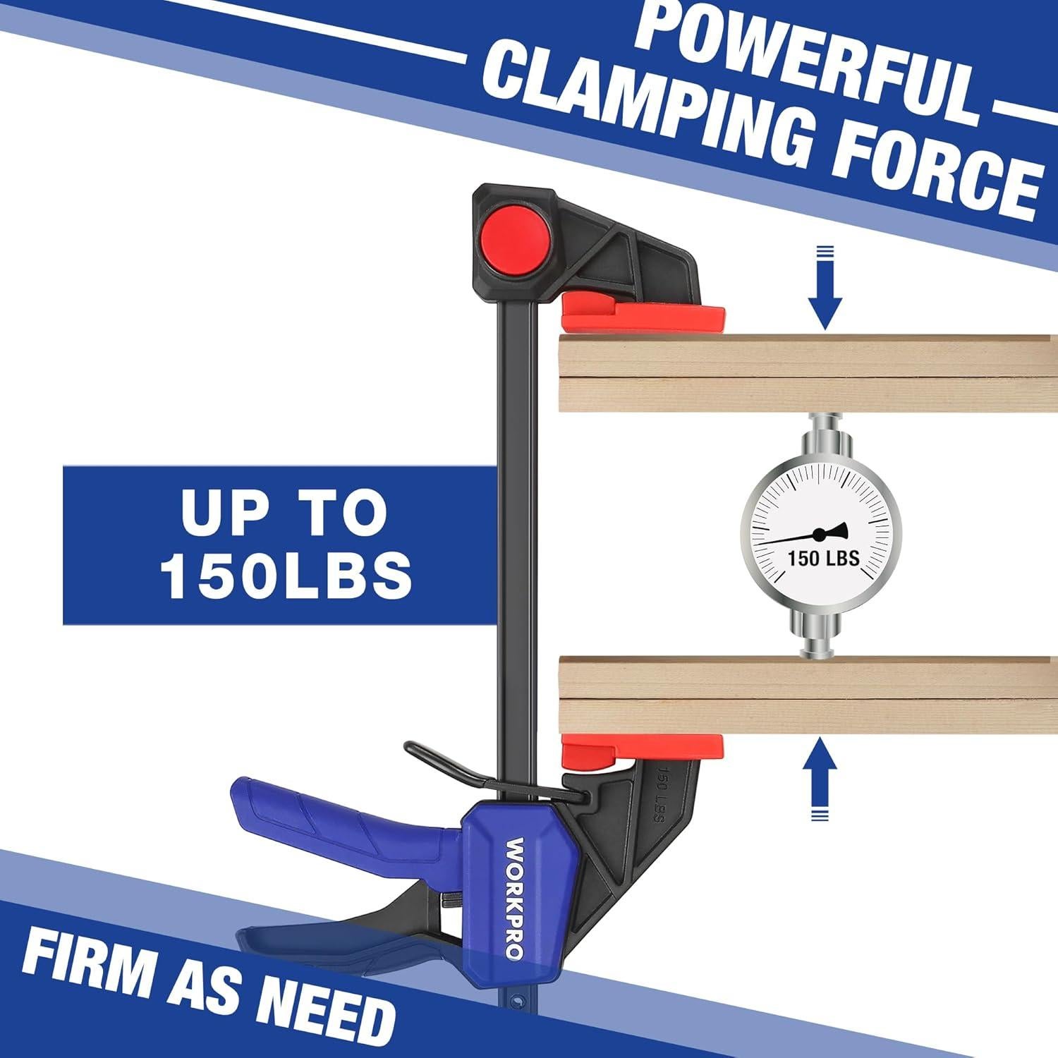 Abrazaderas de Carpintería WORKPRO 6" 2-Pack 150LBS (68kg)