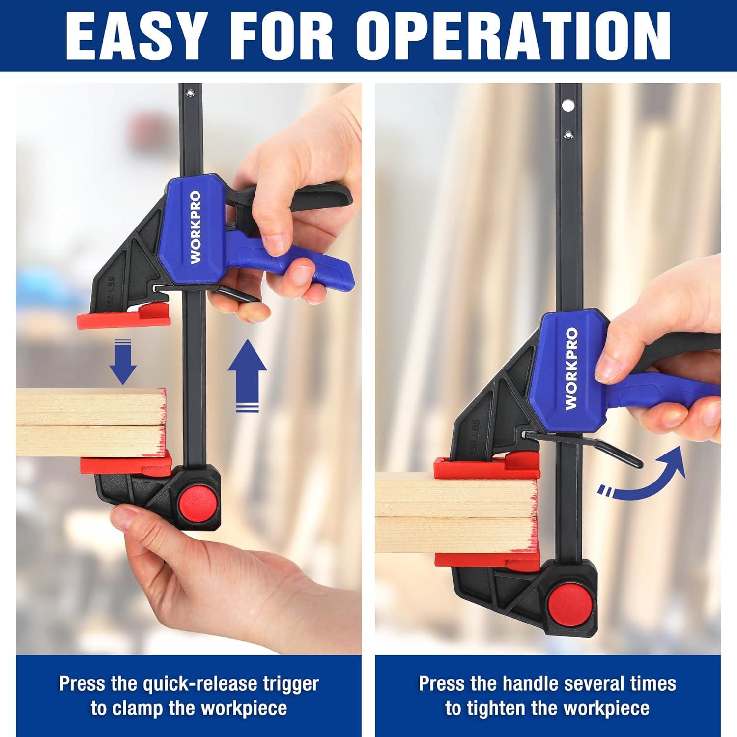 Abrazaderas de Carpintería WORKPRO 6" 2-Pack 150LBS (68kg)