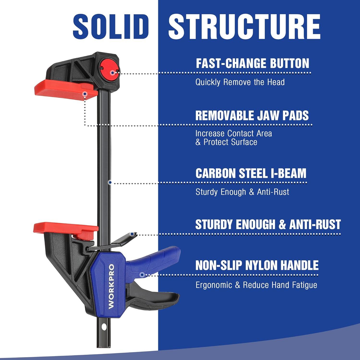 Abrazaderas de Carpintería WORKPRO 6" 2-Pack 150LBS (68kg)