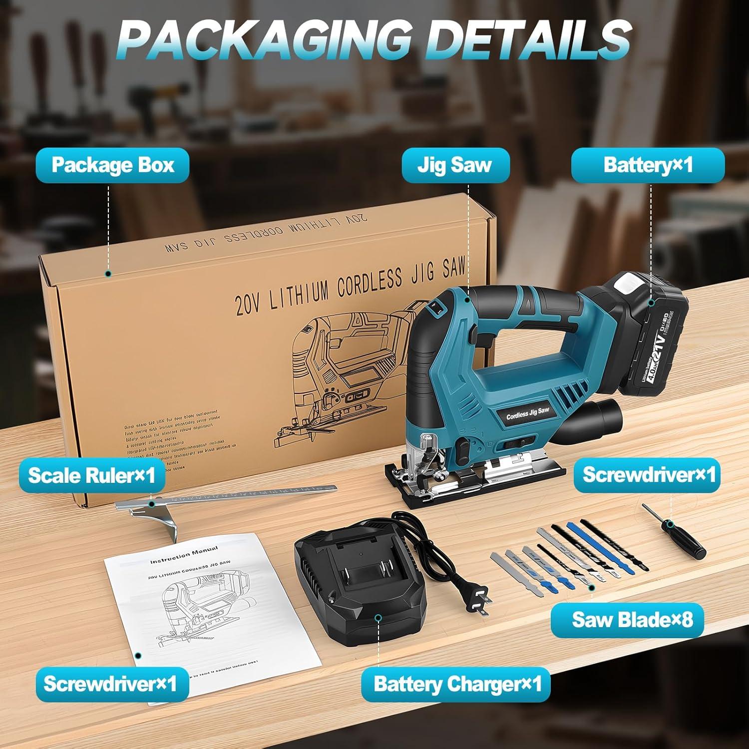 Sierra de calar inalámbrica CAMXTOOL 4.0Ah 18V con luz LED