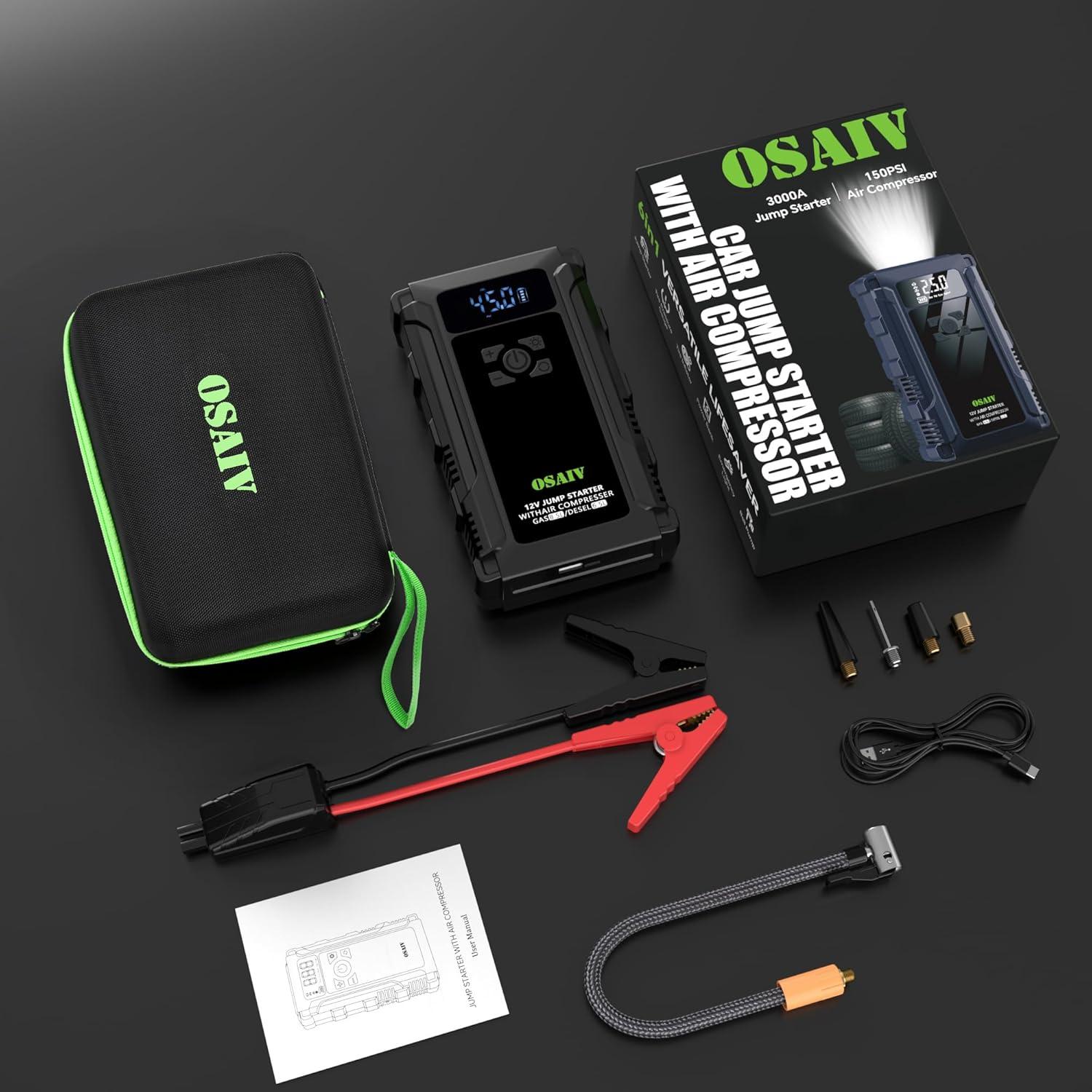 Arrancador de Salto Osaiv K09 3000A con Compresor 150PSI