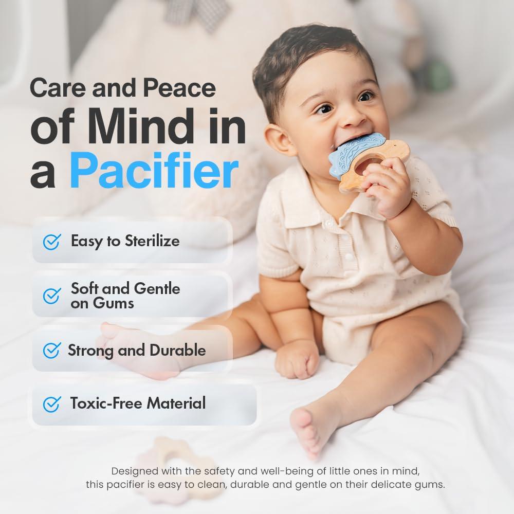 Mordedor de Silicona y Madera JUNUNA - Alivio Dentición Bebé