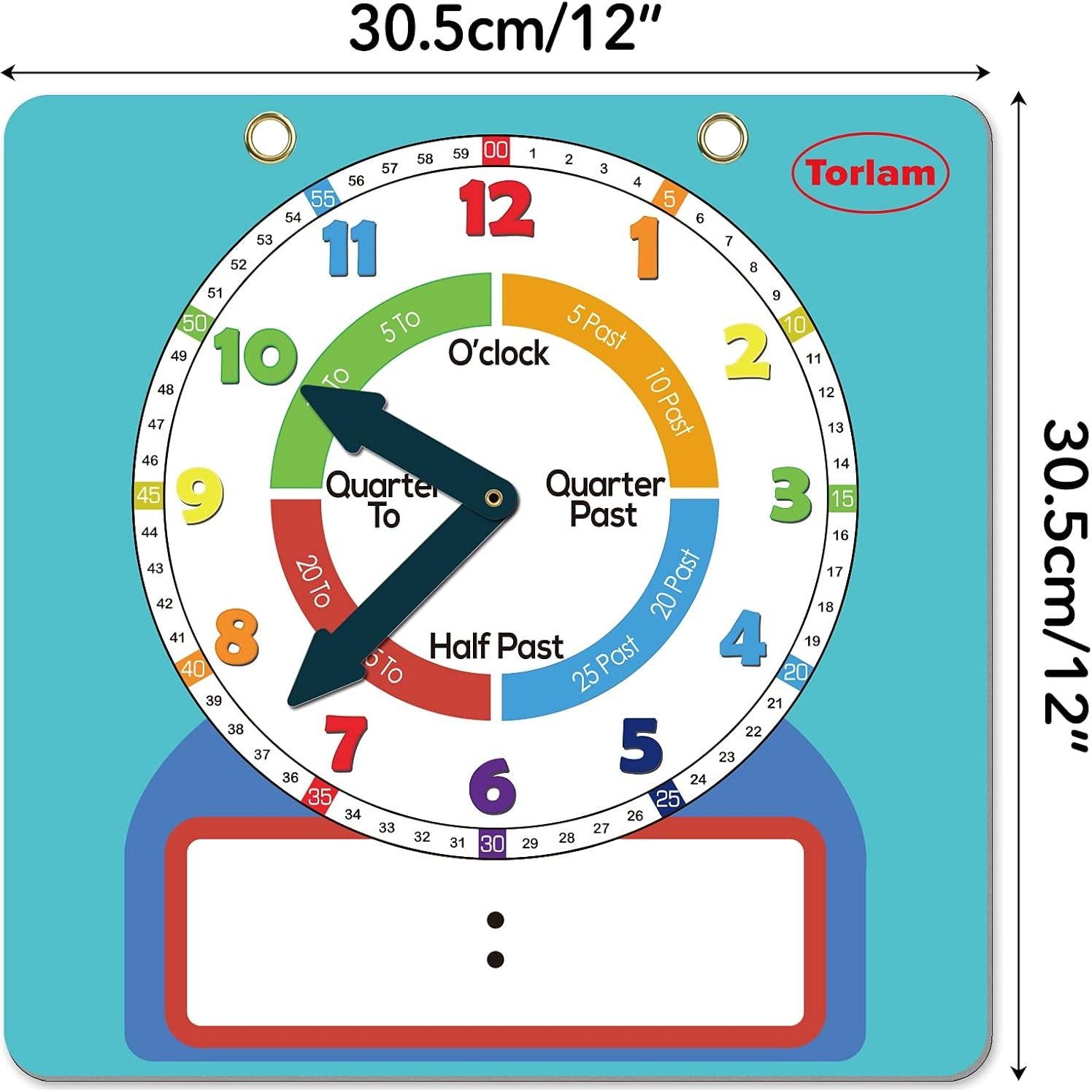 Reloj de Aprendizaje Magnético Torlam 30.48 cm Escribible