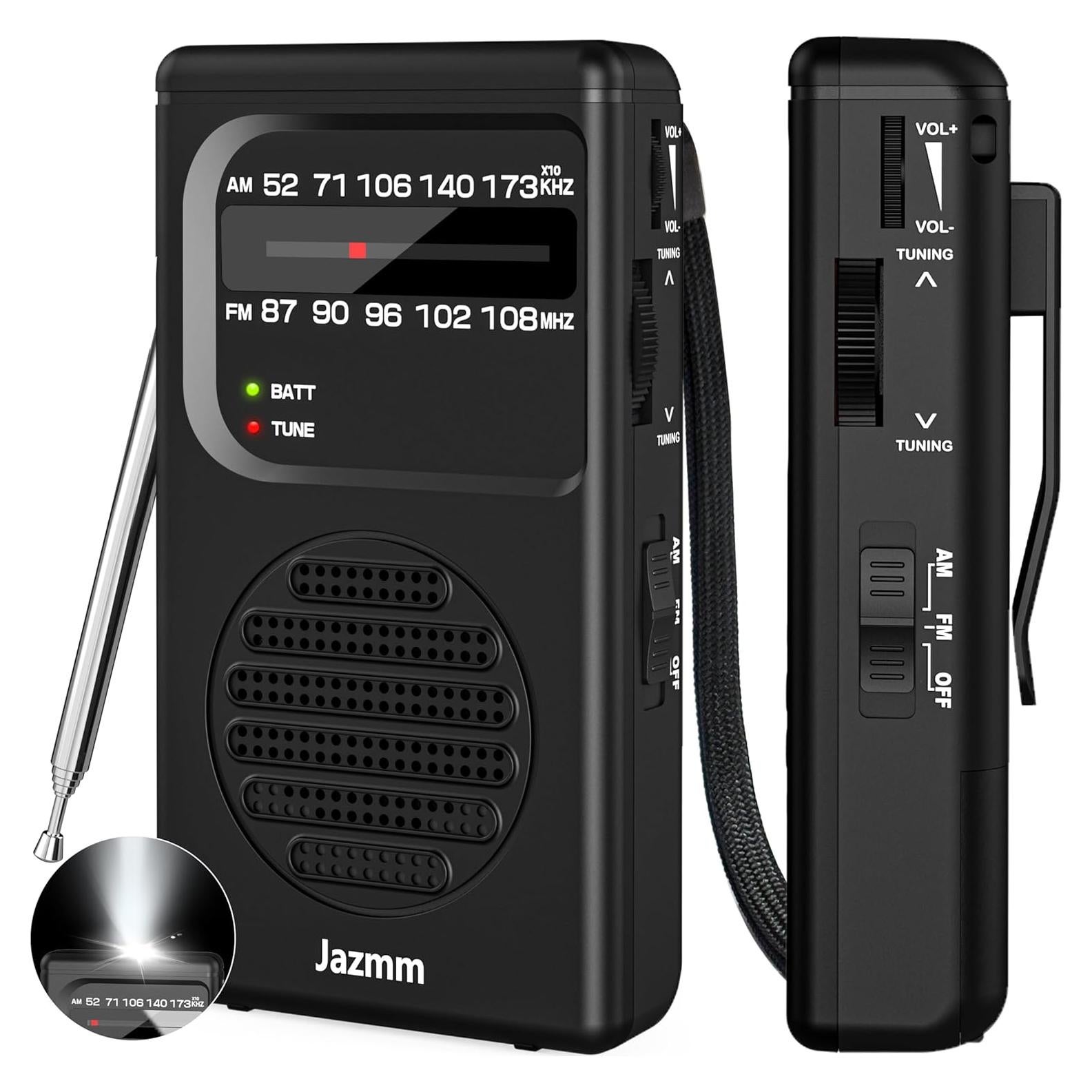 Radio Portátil AM FM Jimeng 211 con Altavoz 3W y Linterna