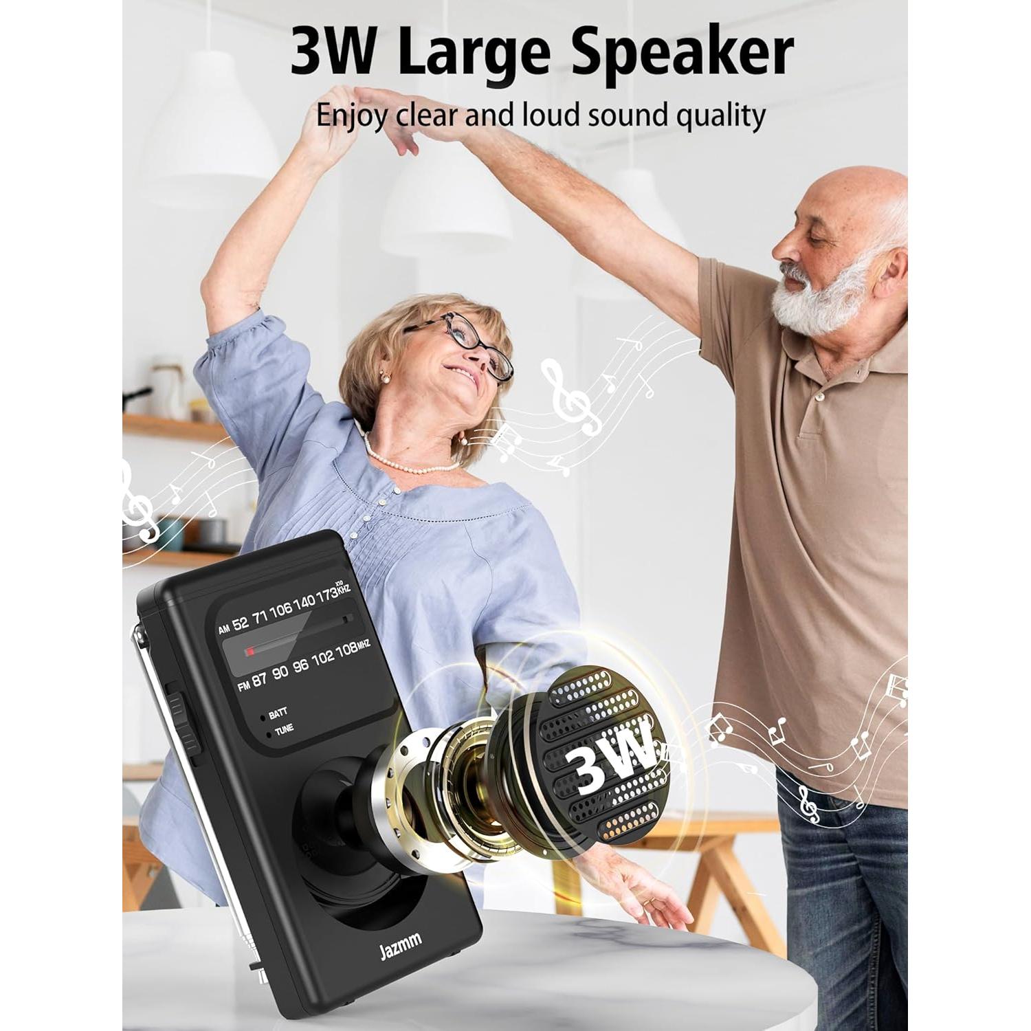 Radio Portátil AM FM Jimeng 211 con Altavoz 3W y Linterna