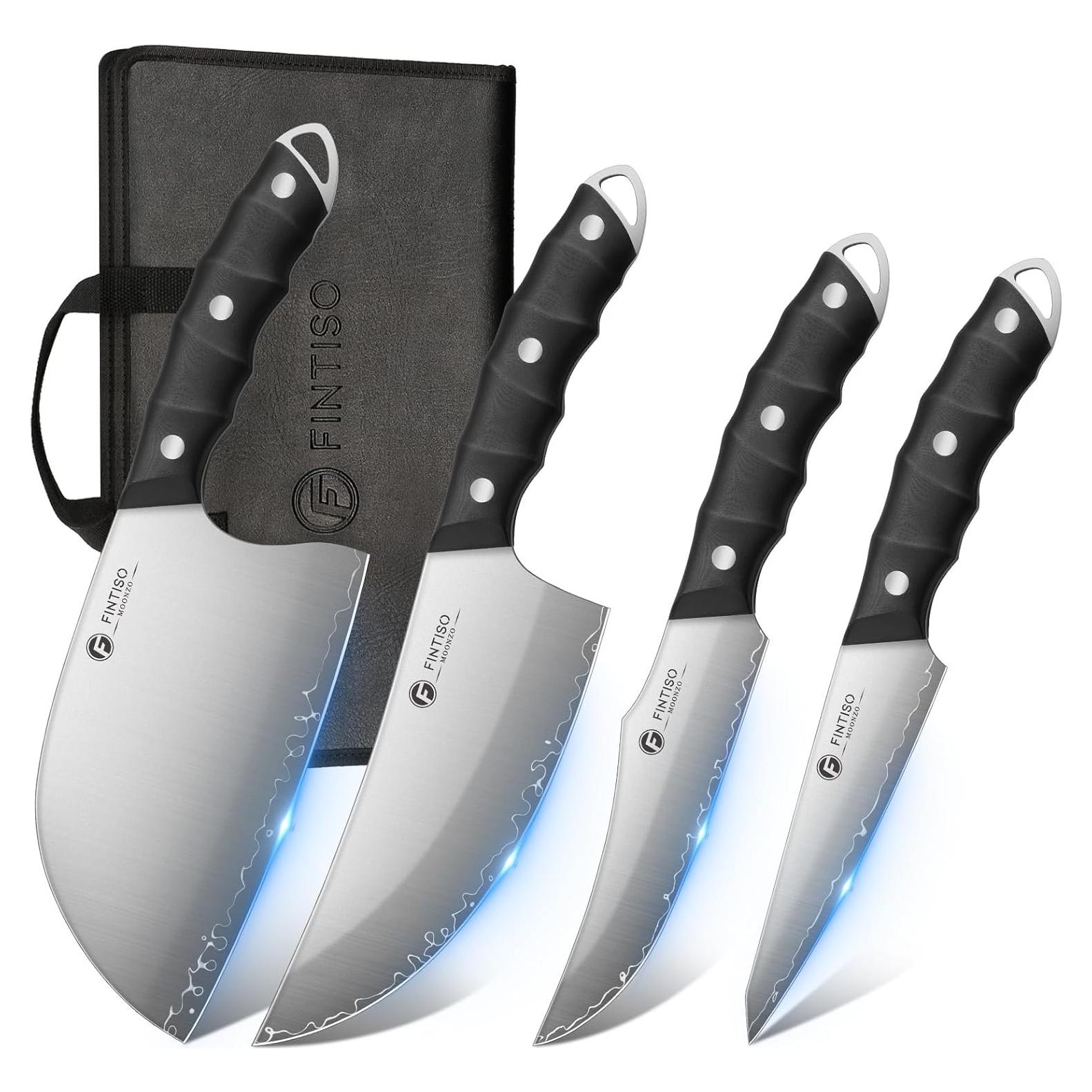 Juego de cuchillos de cocina FINTISO 4 piezas acero 10Cr15CoMoV