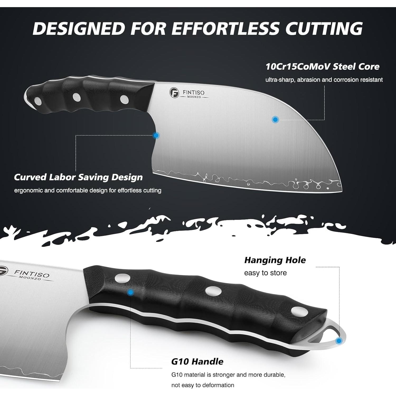 Juego de cuchillos de cocina FINTISO 4 piezas acero 10Cr15CoMoV