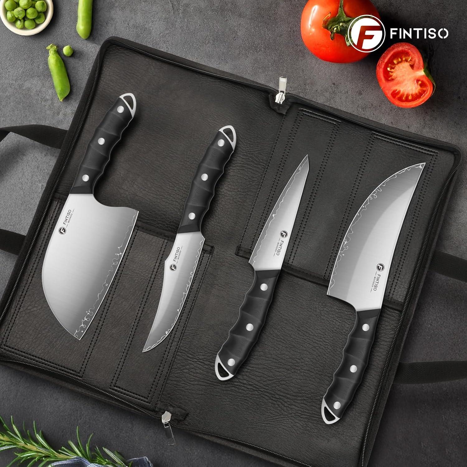Juego de cuchillos de cocina FINTISO 4 piezas acero 10Cr15CoMoV