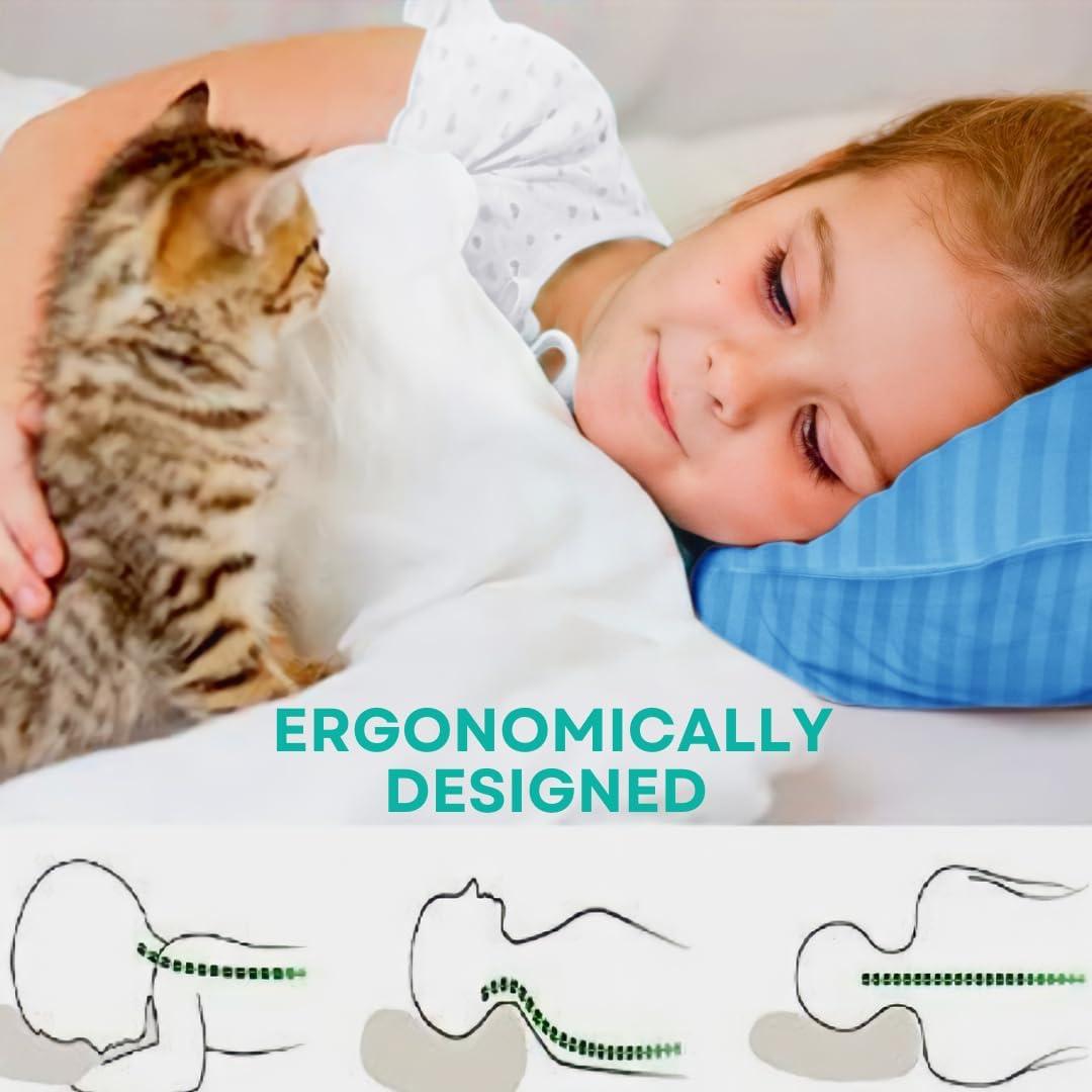 Almohadas Kinder Fluff para Niños 33x46cm Azul Rayas (Paquete de 2)