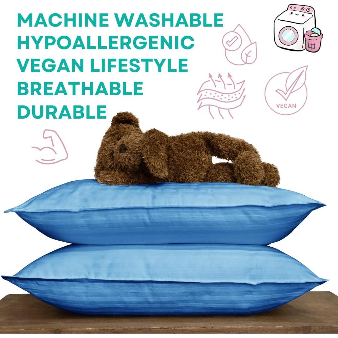 Almohadas Kinder Fluff para Niños 33x46cm Azul Rayas (Paquete de 2)