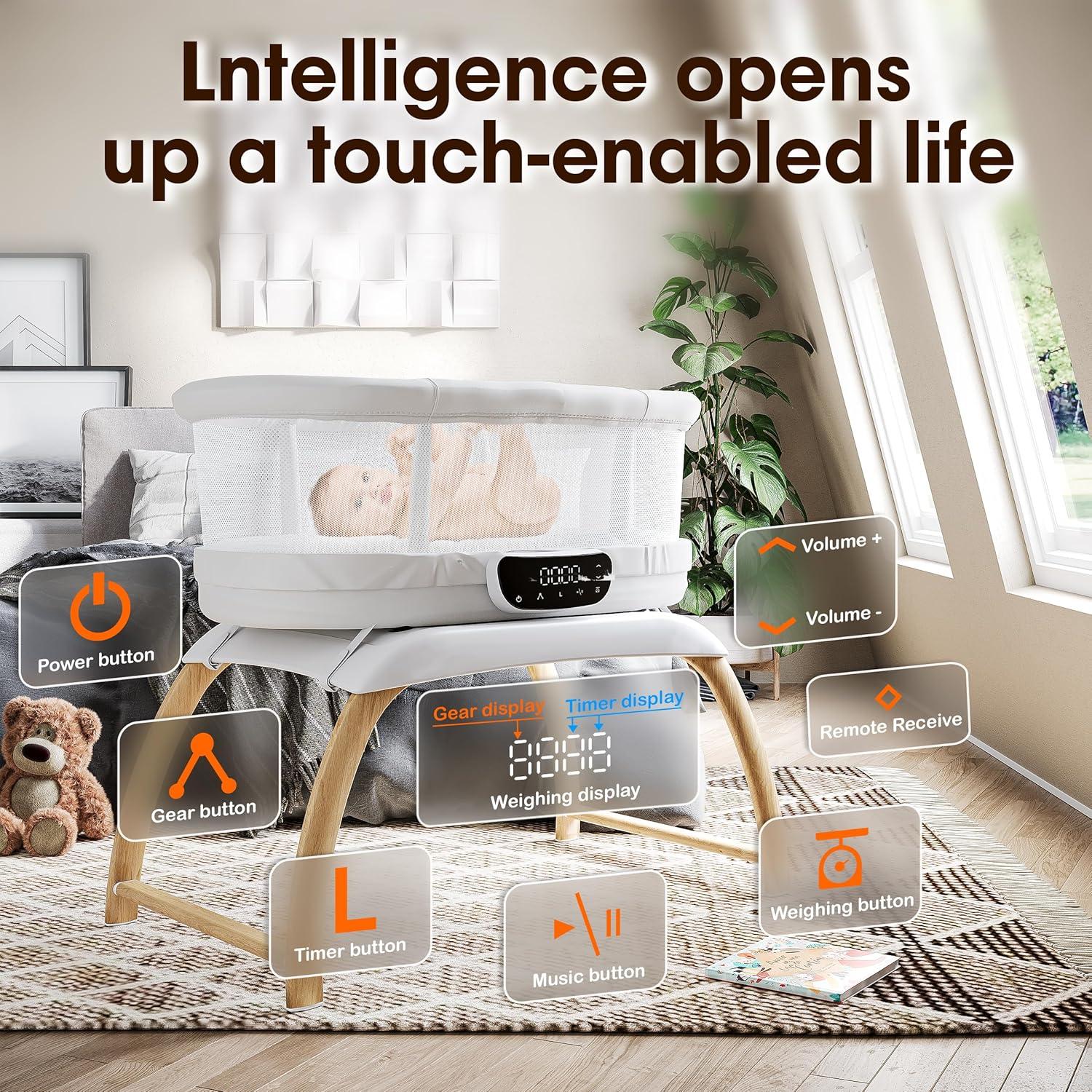 Cuna Eléctrica 4 en 1 AMKE C02 con 5 Movimientos y Control Remoto