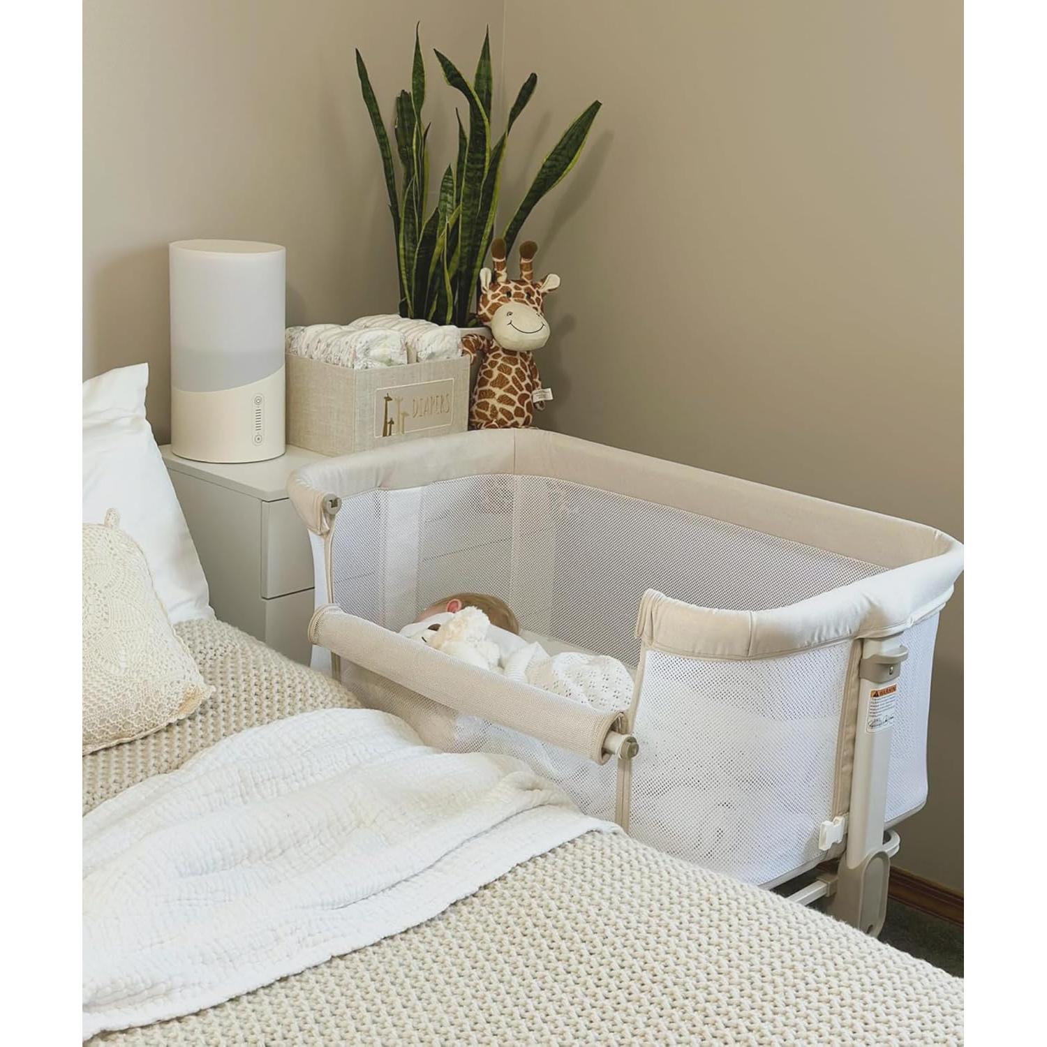 Cuna Lateral Fodoss Beige Ajustable 54-67 cm con Ruedas