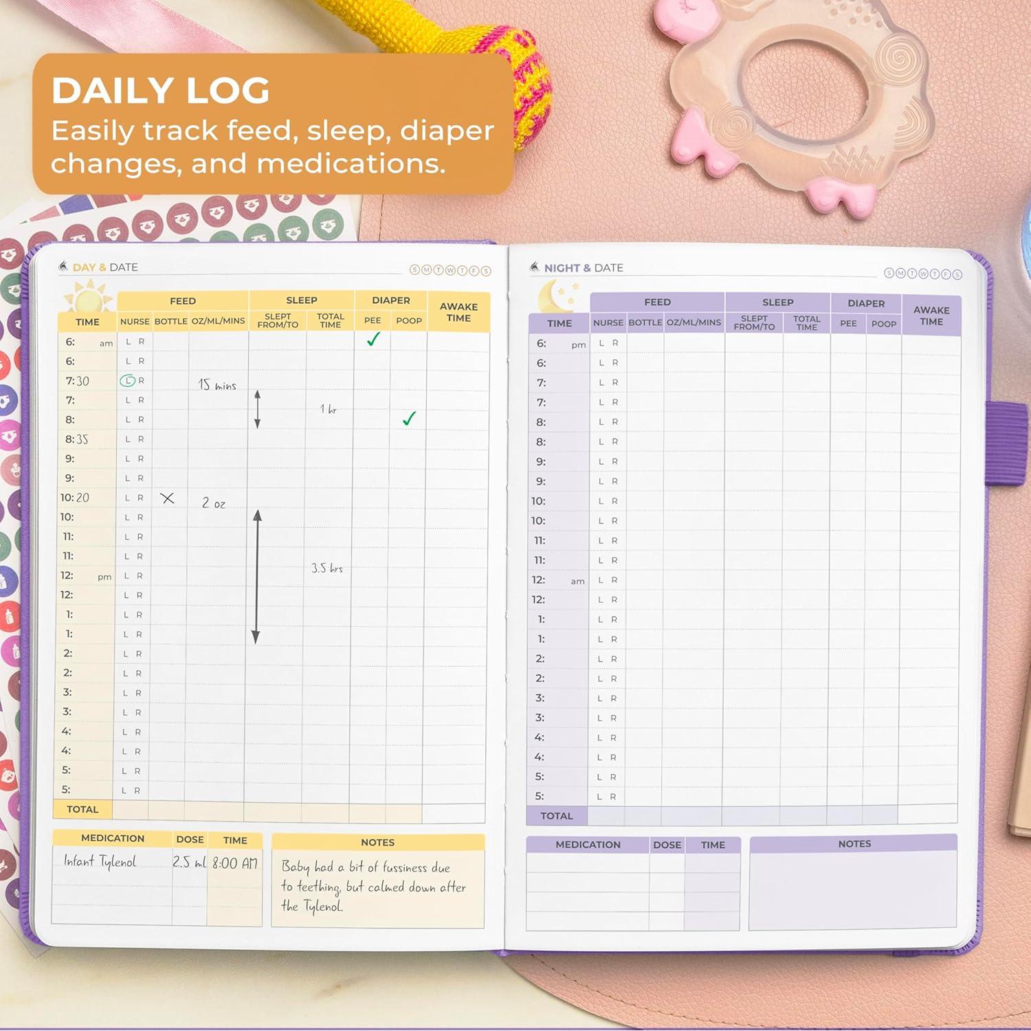 Diario de Alimentación y Sueño Clever Fox A5 Lavanda