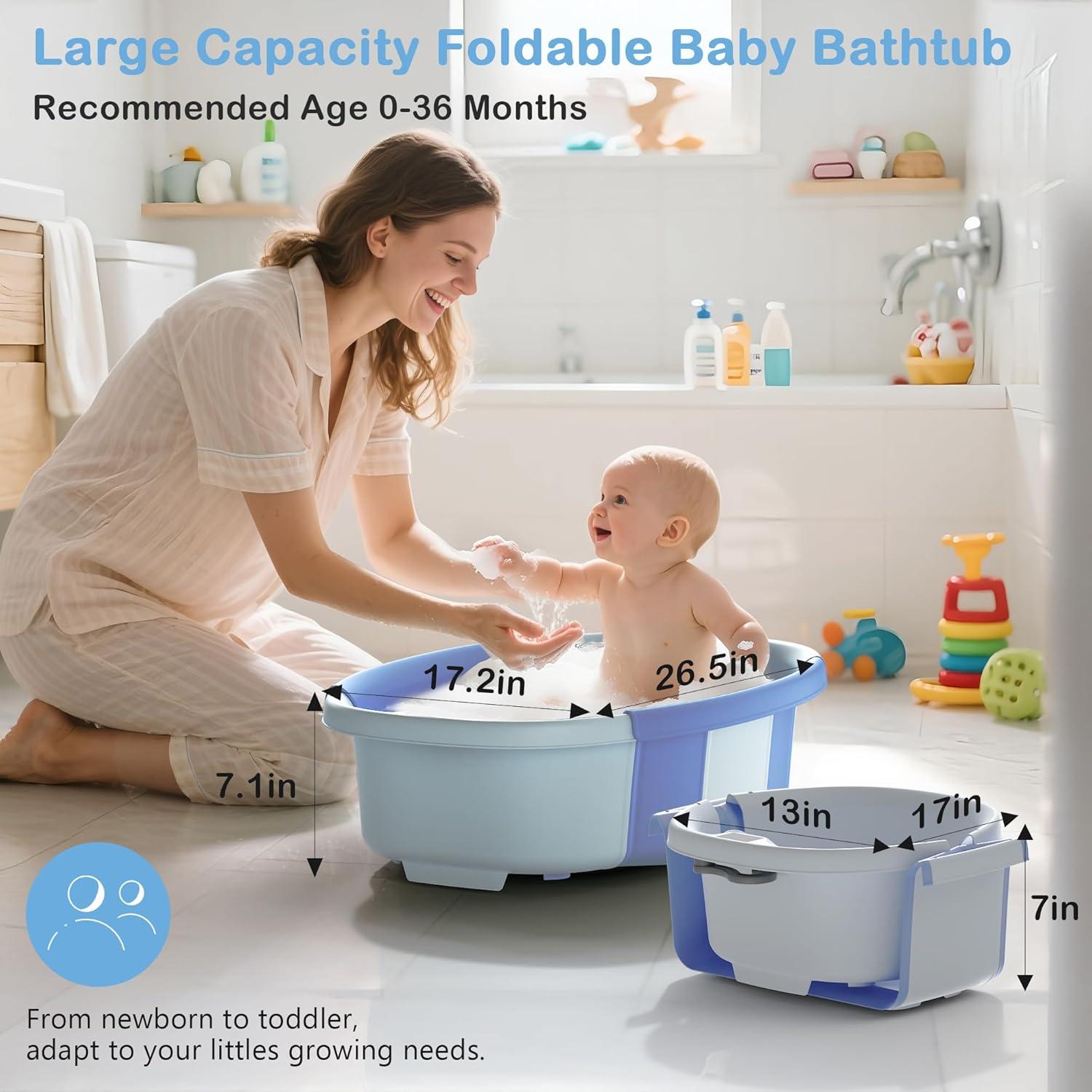 Bañera Plegable Grande para Bebés Spluvvly con Termómetro