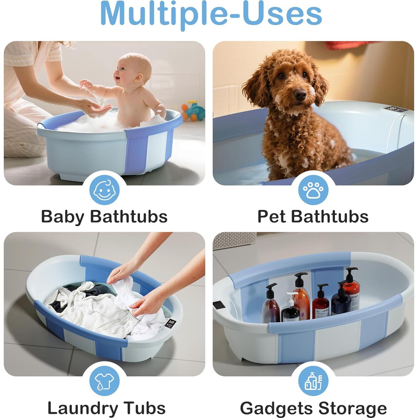 Bañera Plegable Grande para Bebés Spluvvly con Termómetro