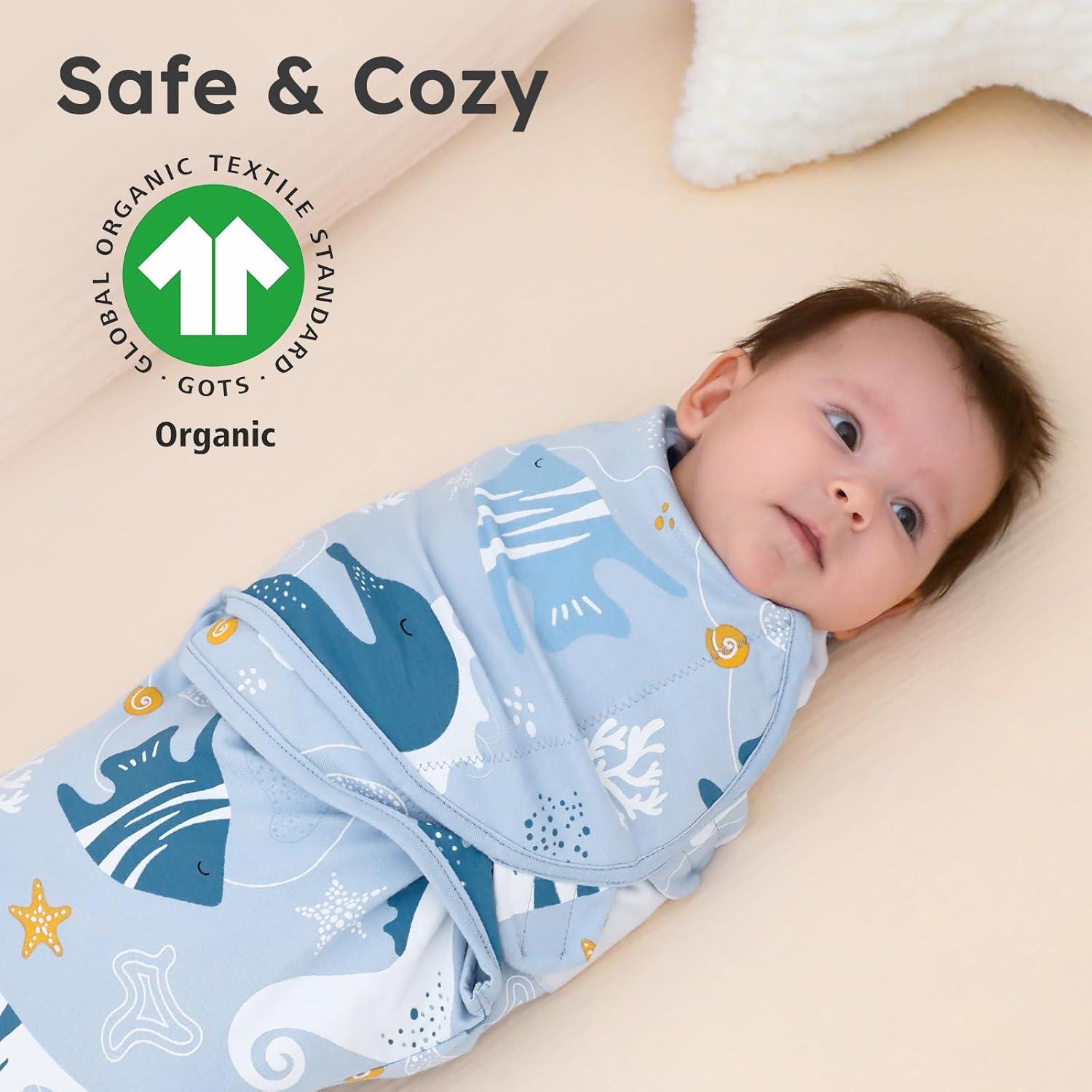 Yoofoss Baby Swaddles for Newborns 100% Organic Cotton, Adjustable Swaddle Sleep Sack 3-6 Months Newborn Swaddle Sack, Breathable Soft(Medium)