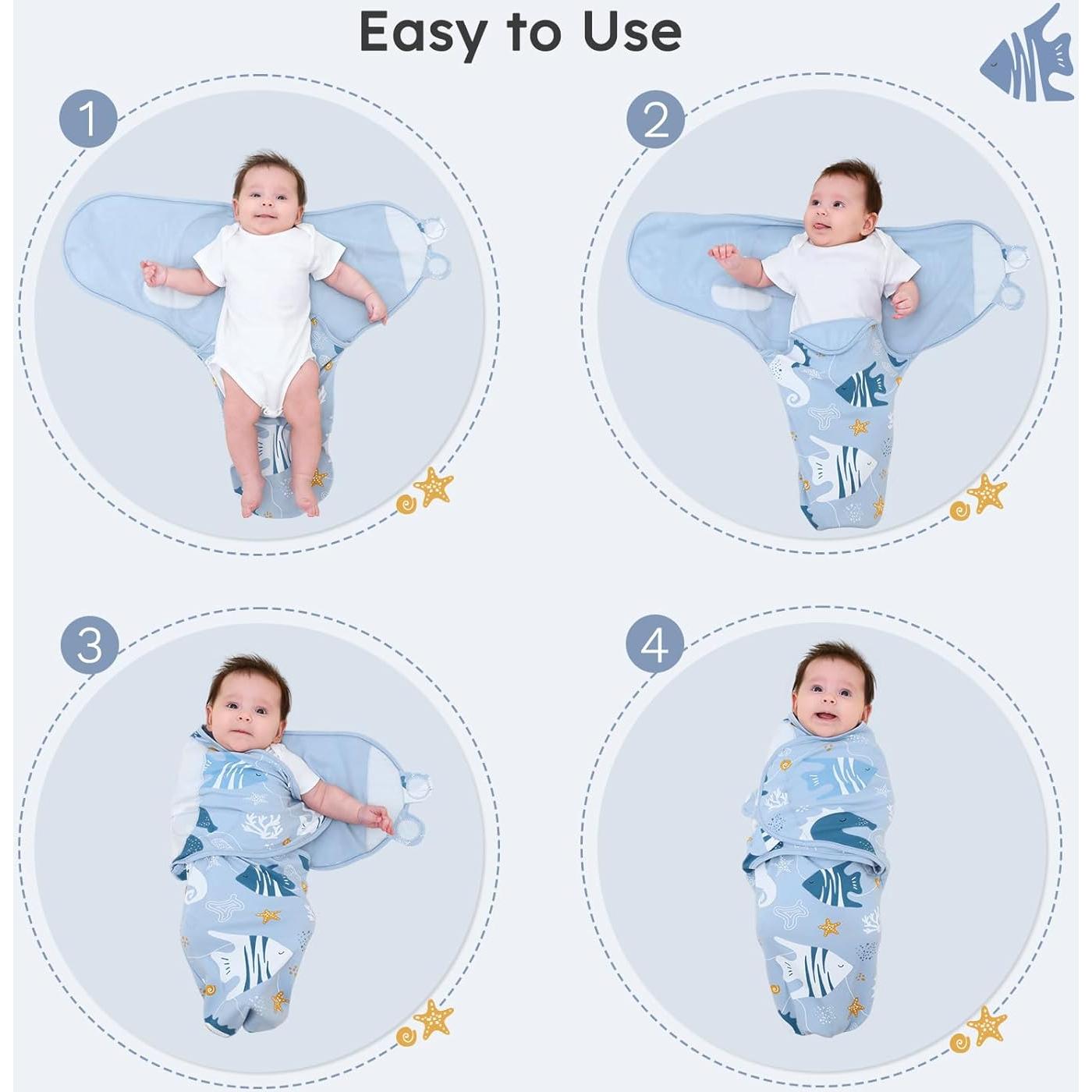 Yoofoss Baby Swaddles for Newborns 100% Organic Cotton, Adjustable Swaddle Sleep Sack 3-6 Months Newborn Swaddle Sack, Breathable Soft(Medium)