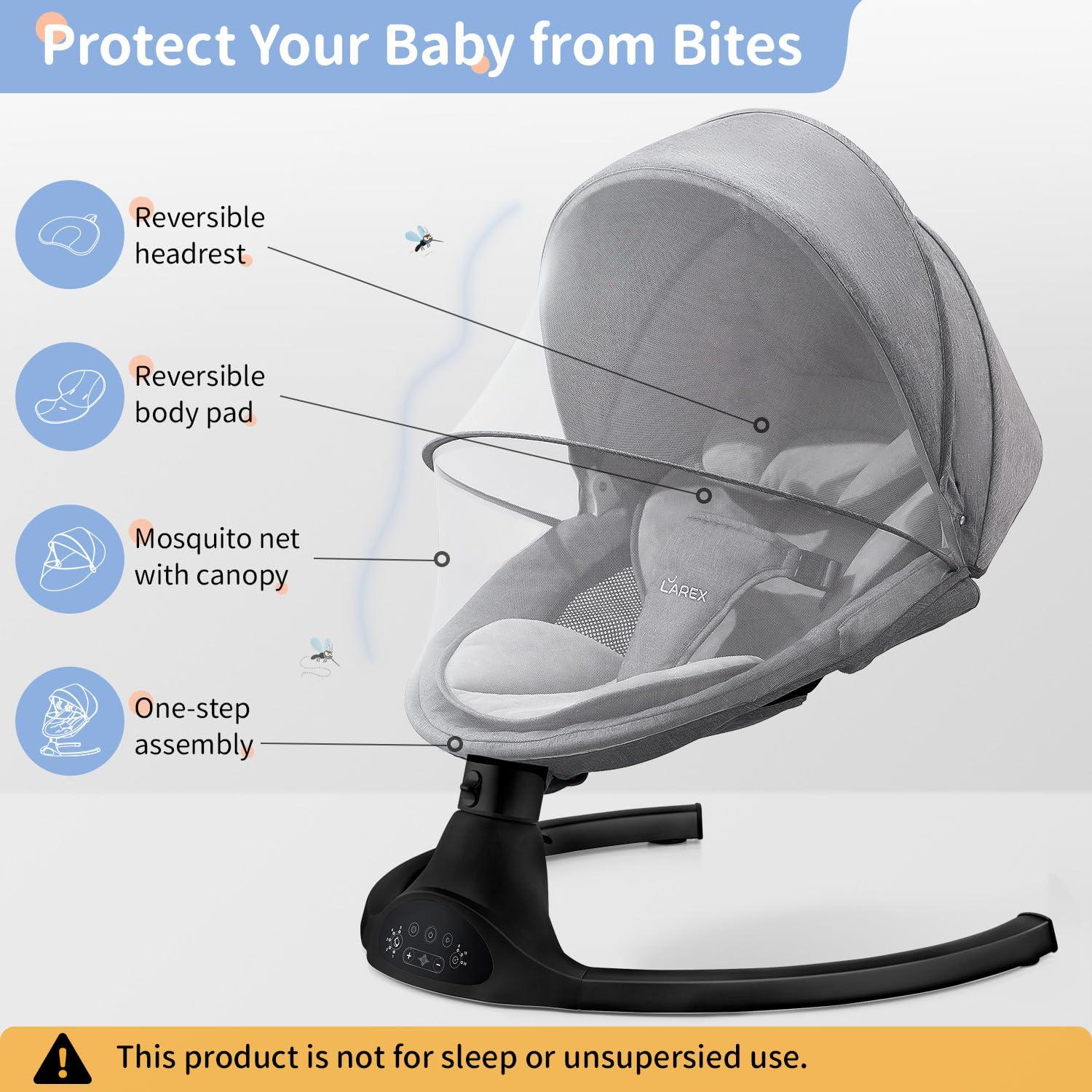 Columpio Eléctrico Portátil LAREX para Bebés 0-6 Meses 9 Kg