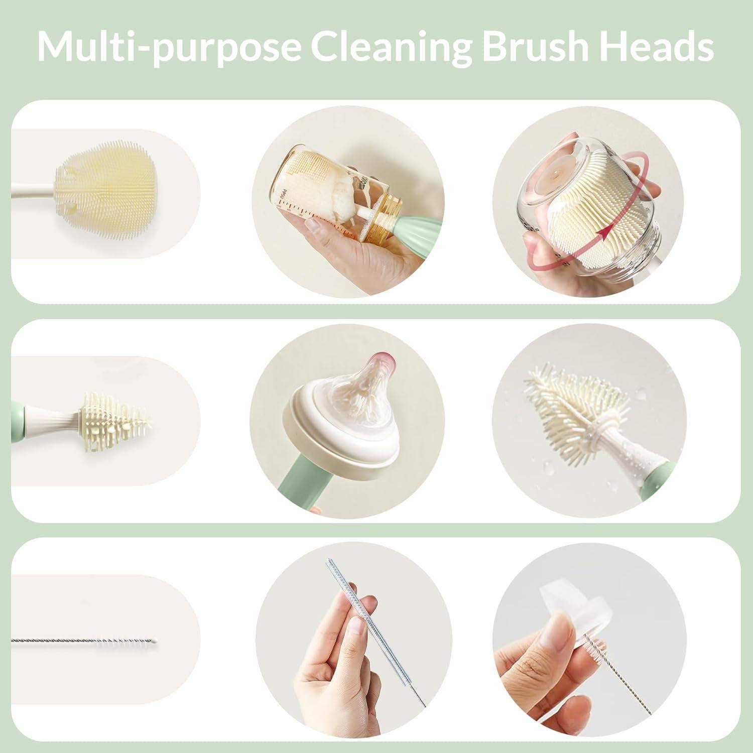 Kit de Cepillos para Biberones Biqin con Estante de Secado