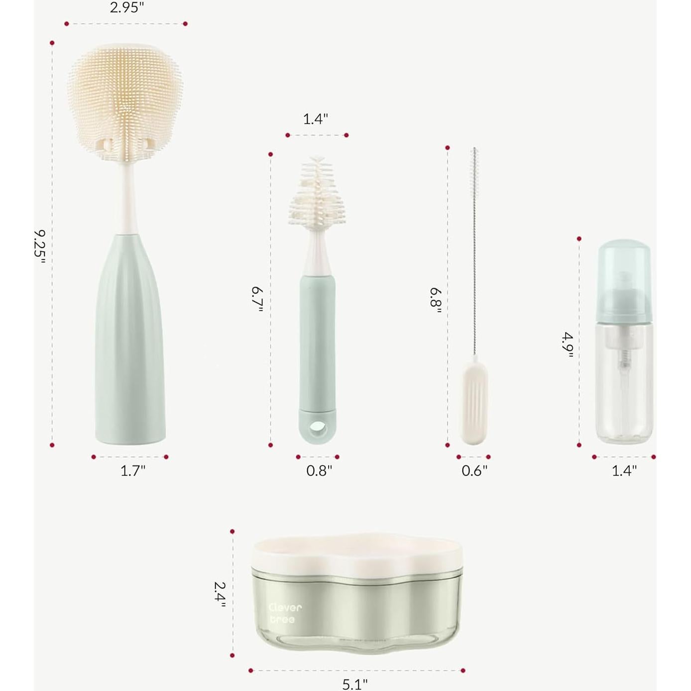 Kit de Cepillos para Biberones Biqin con Estante de Secado