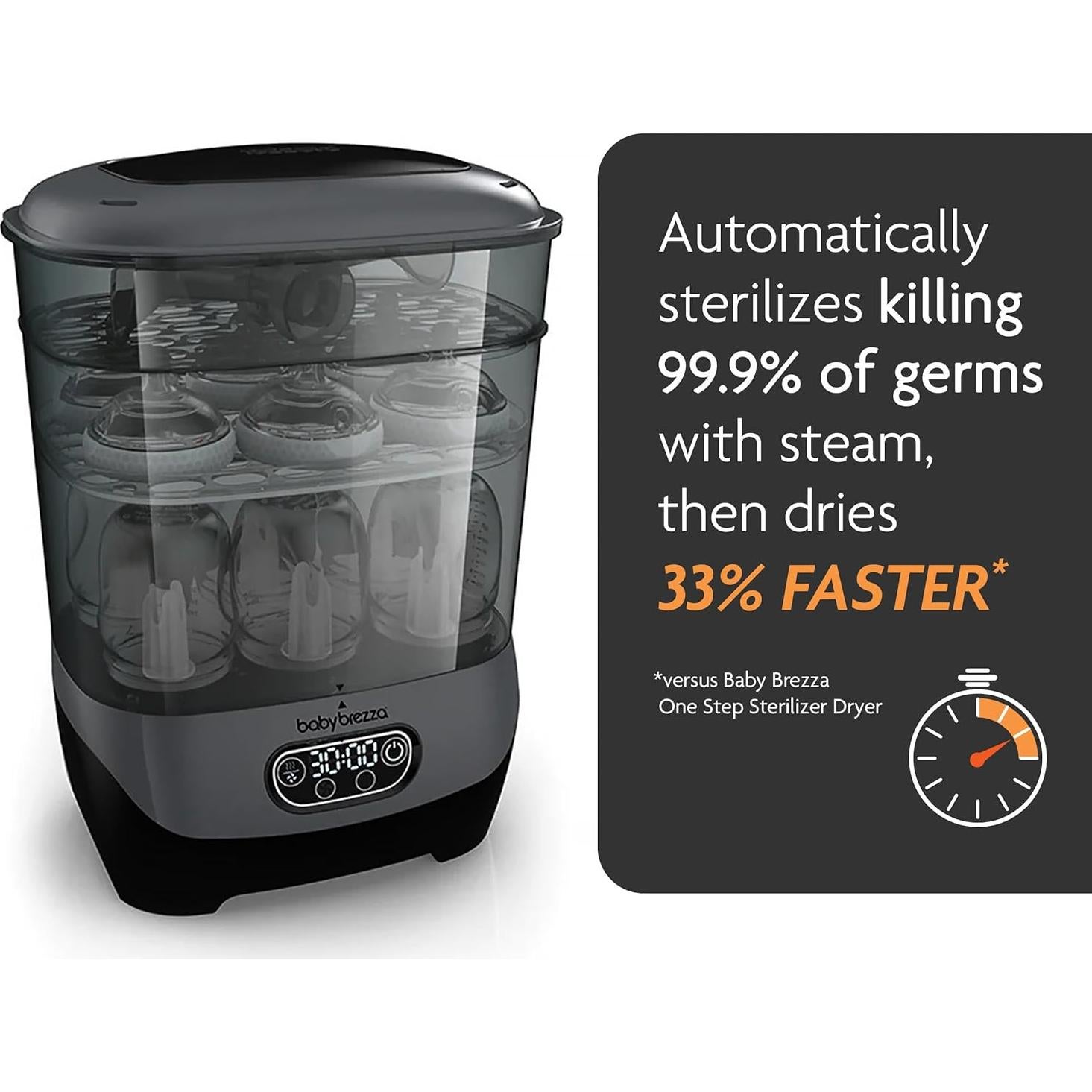 Esterilizador y Secador Baby Brezza Avanzado Carbón 8 Botellas
