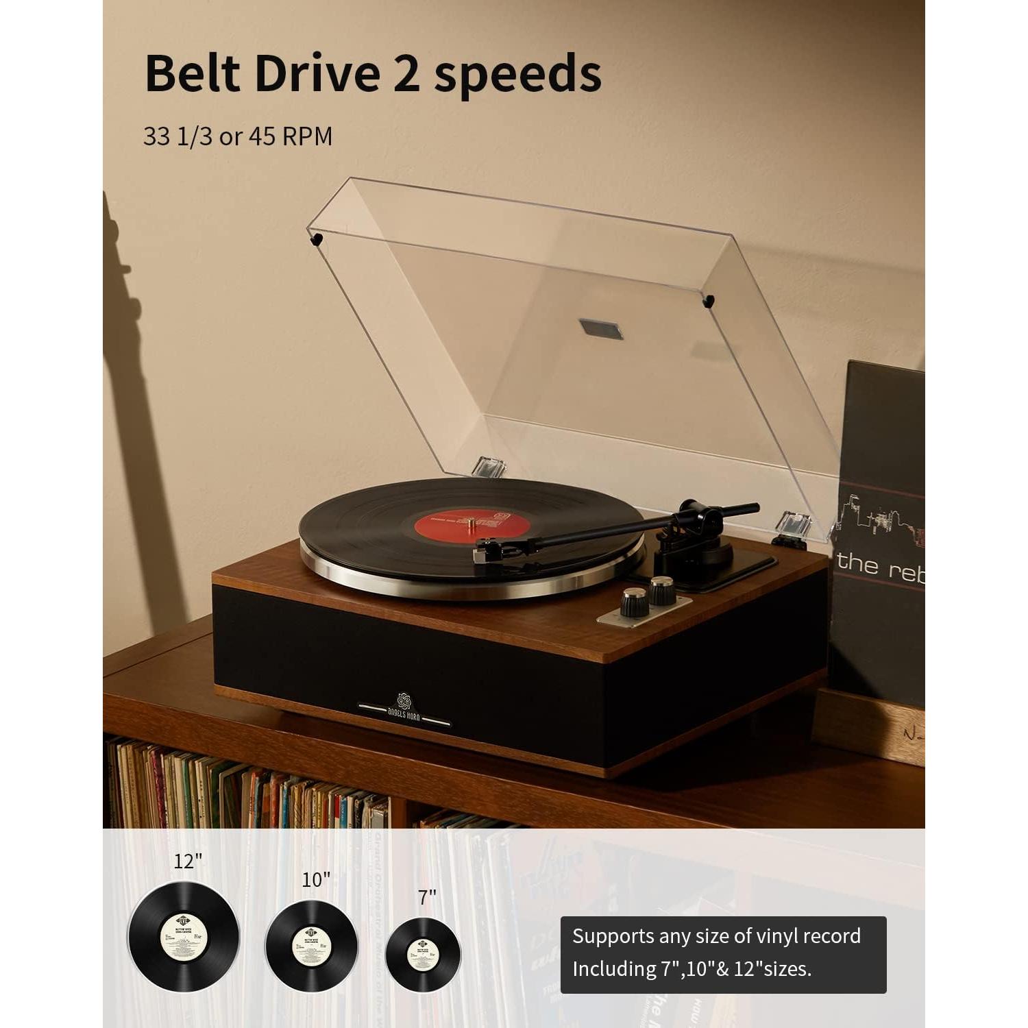 Tocadiscos ANGELS HORN Bluetooth 2 Velocidades con Altavoces