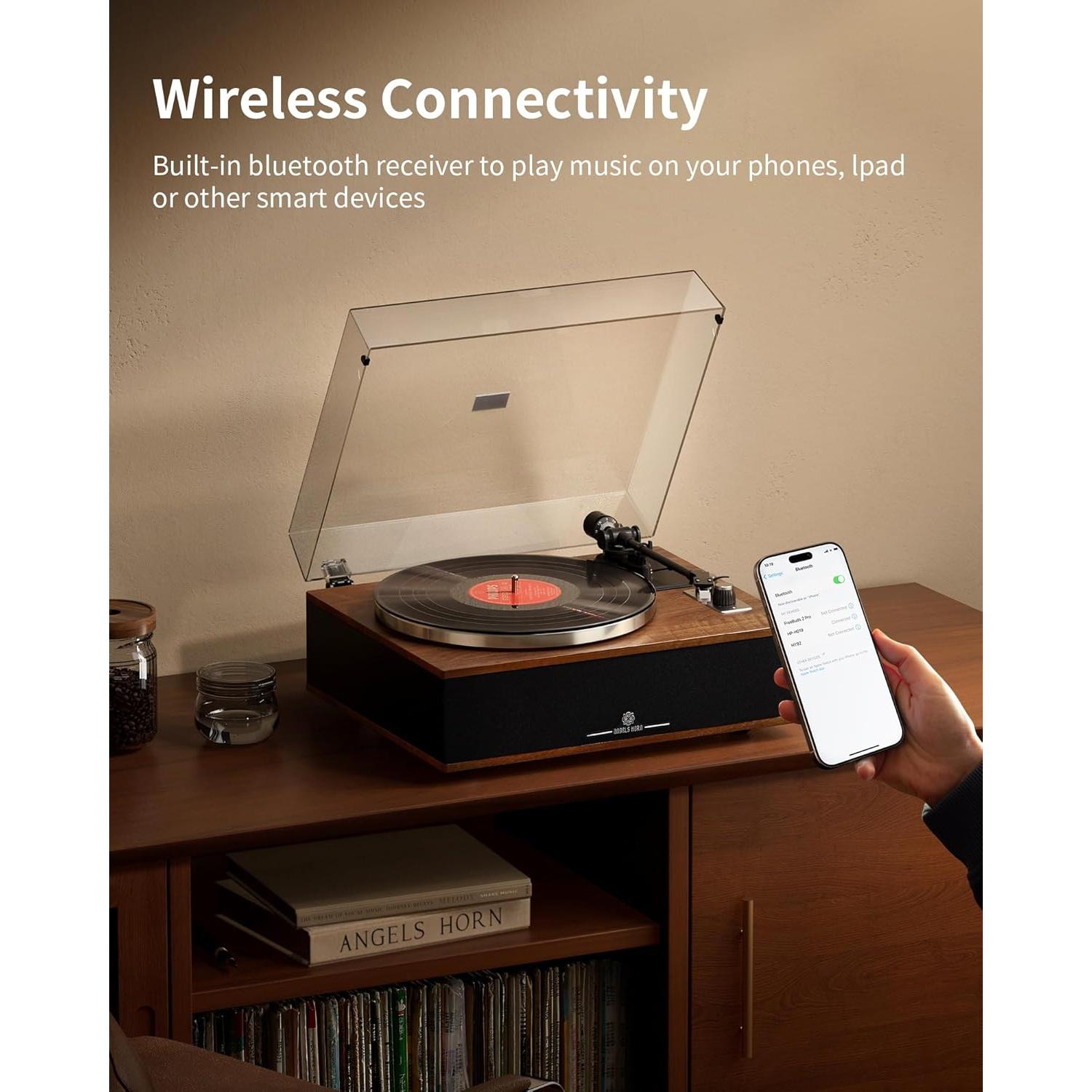 Tocadiscos ANGELS HORN Bluetooth 2 Velocidades con Altavoces