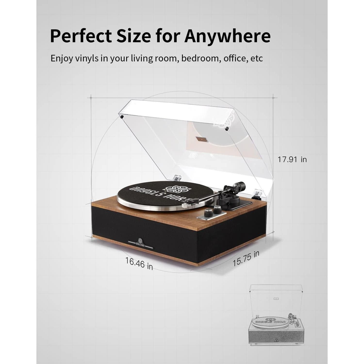 Tocadiscos ANGELS HORN Bluetooth 2 Velocidades con Altavoces