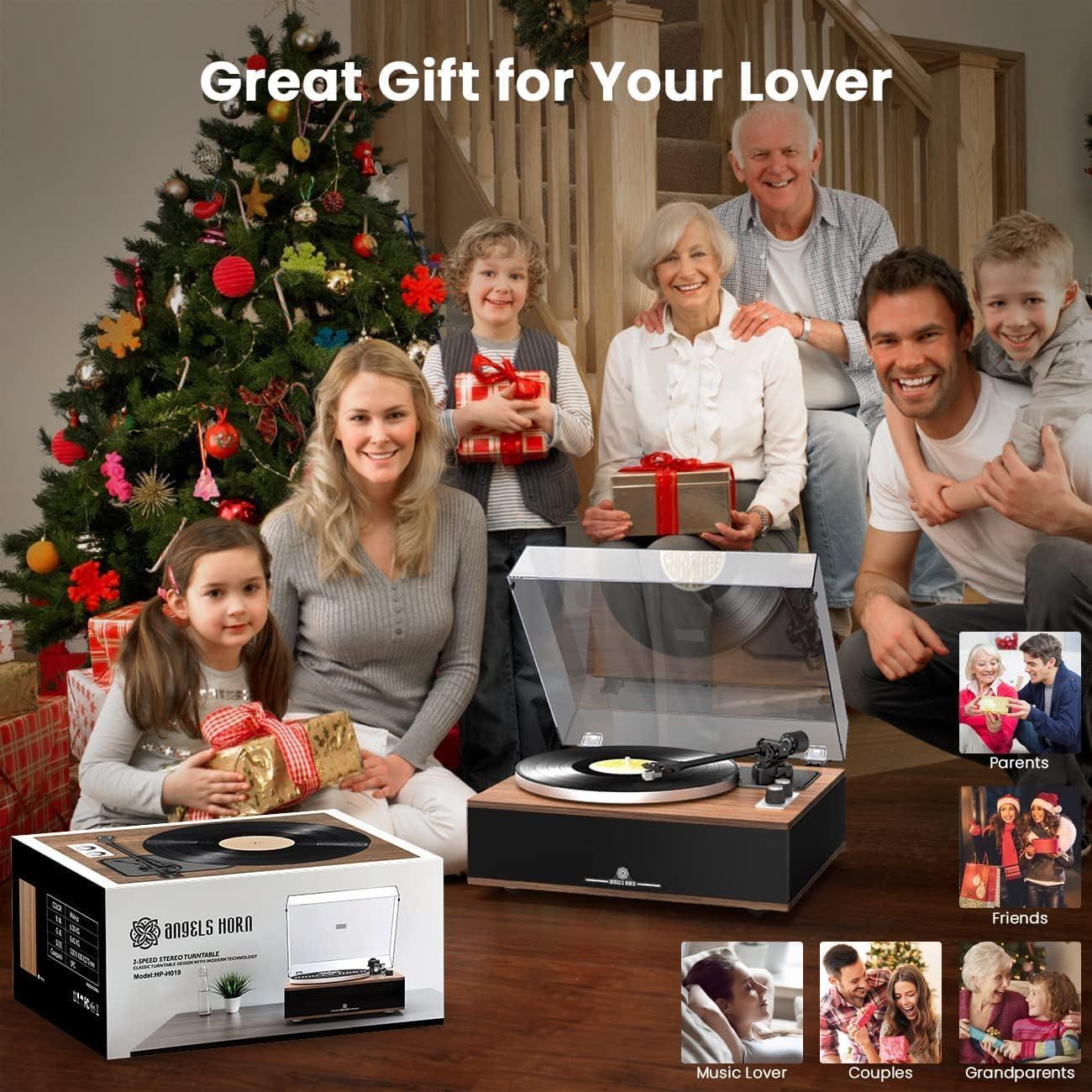 Tocadiscos ANGELS HORN Bluetooth 2 Velocidades con Altavoces