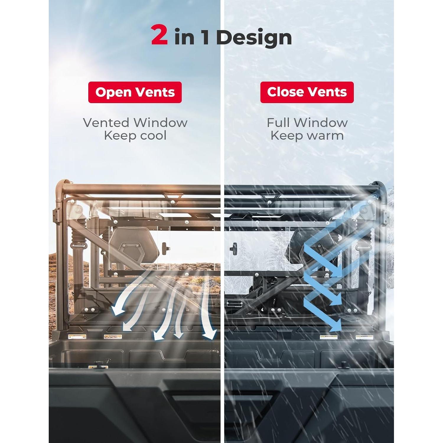 Ventana Trasera KEMIMOTO Ventilada 2 en 1 para CFMOTO UFORCE