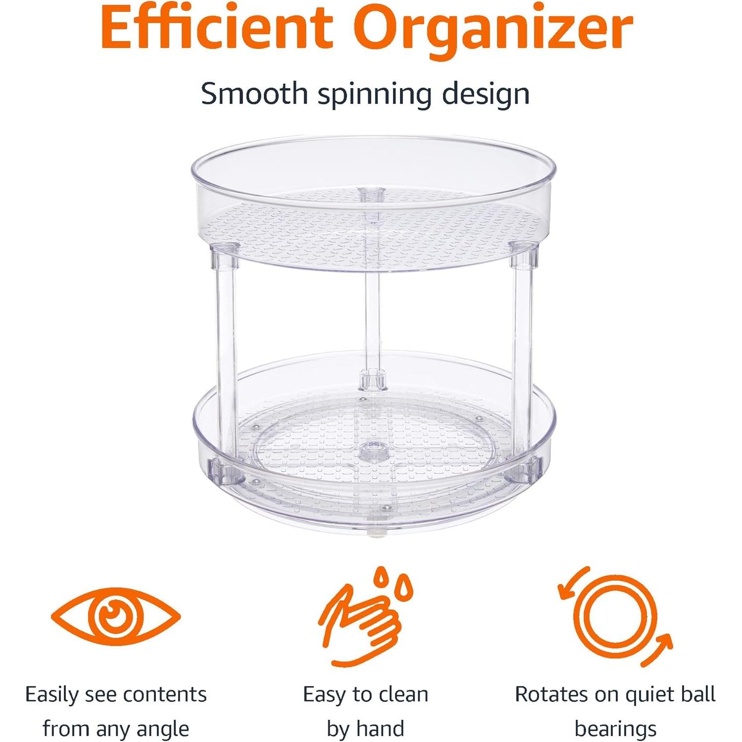 Organizador giratorio Amazon Basics 22,86 cm 2 niveles transparente