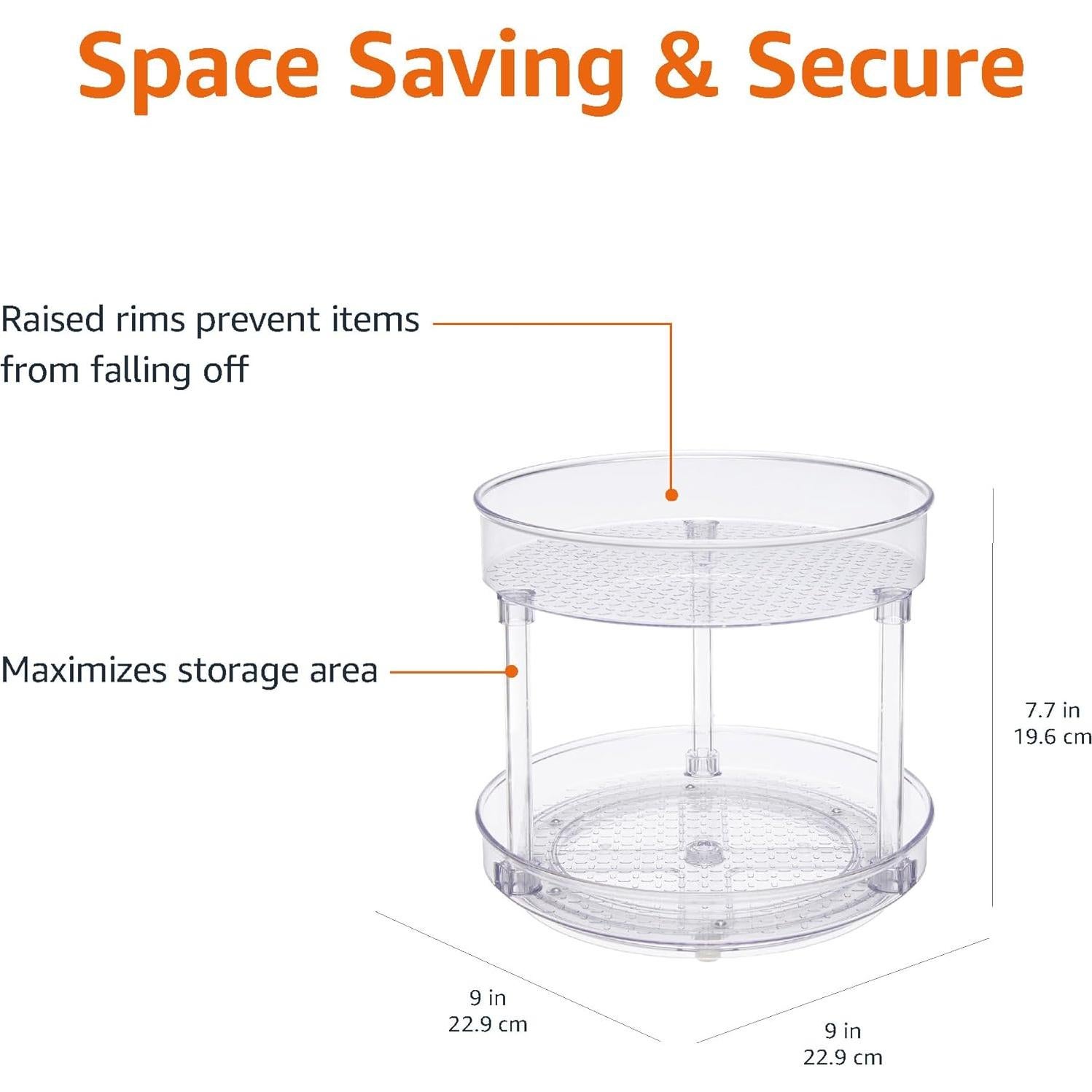Organizador giratorio Amazon Basics 22,86 cm 2 niveles transparente