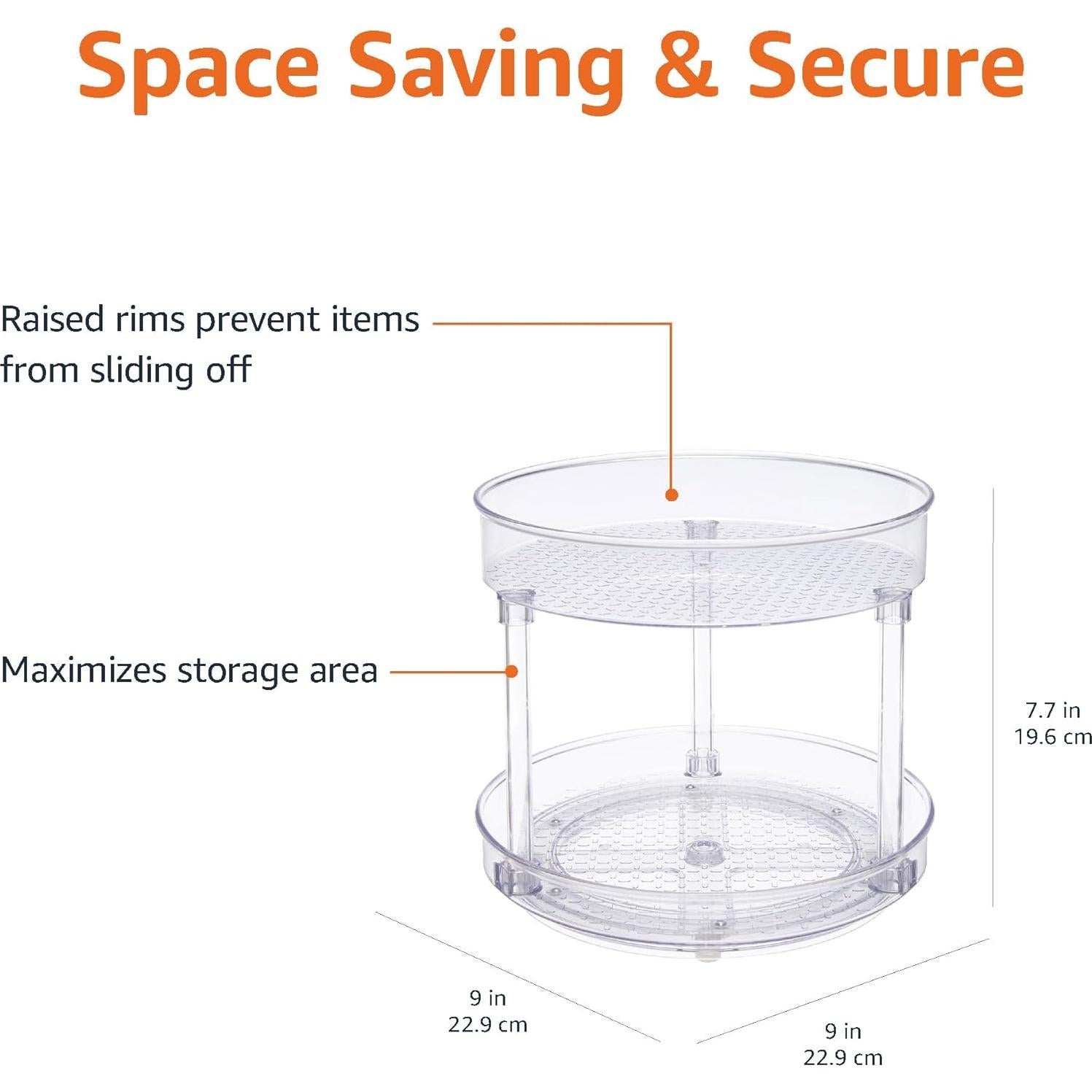 Organizador giratorio Amazon Basics 22,86 cm 2 niveles transparente