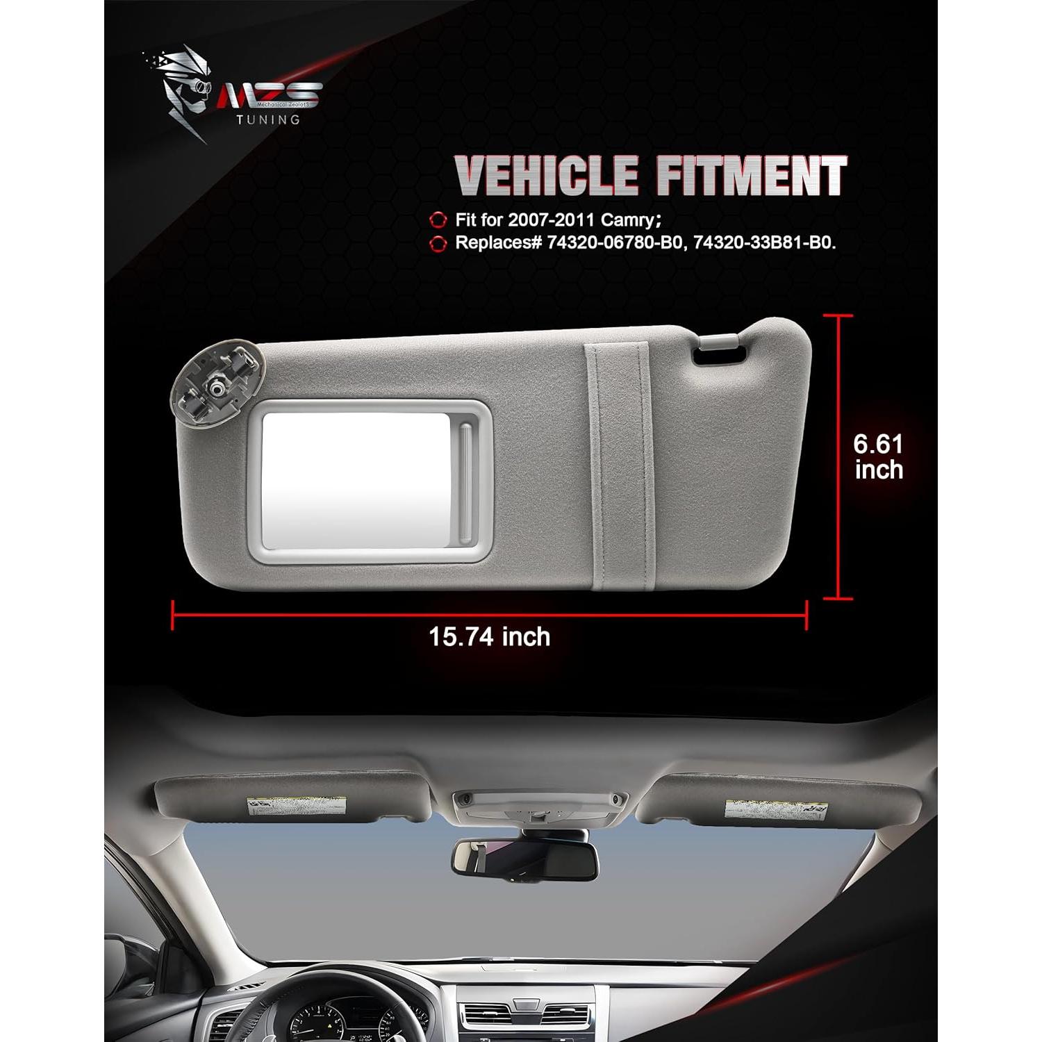 Visera Solar Izquierda MZS para Camry 2007-2011 Gris