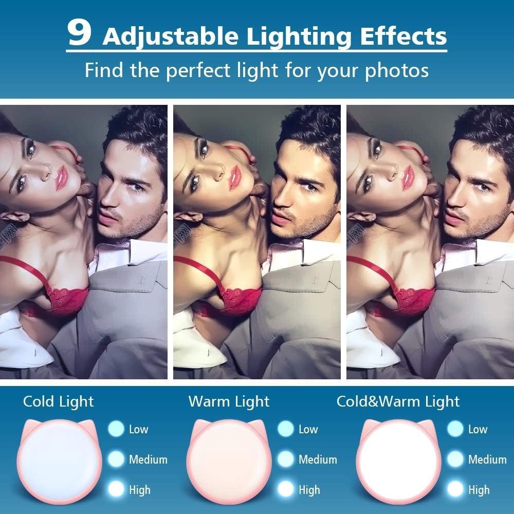 Luz de Anillo Selfie OURRY Rosa, Recargable USB, 9 Brillos