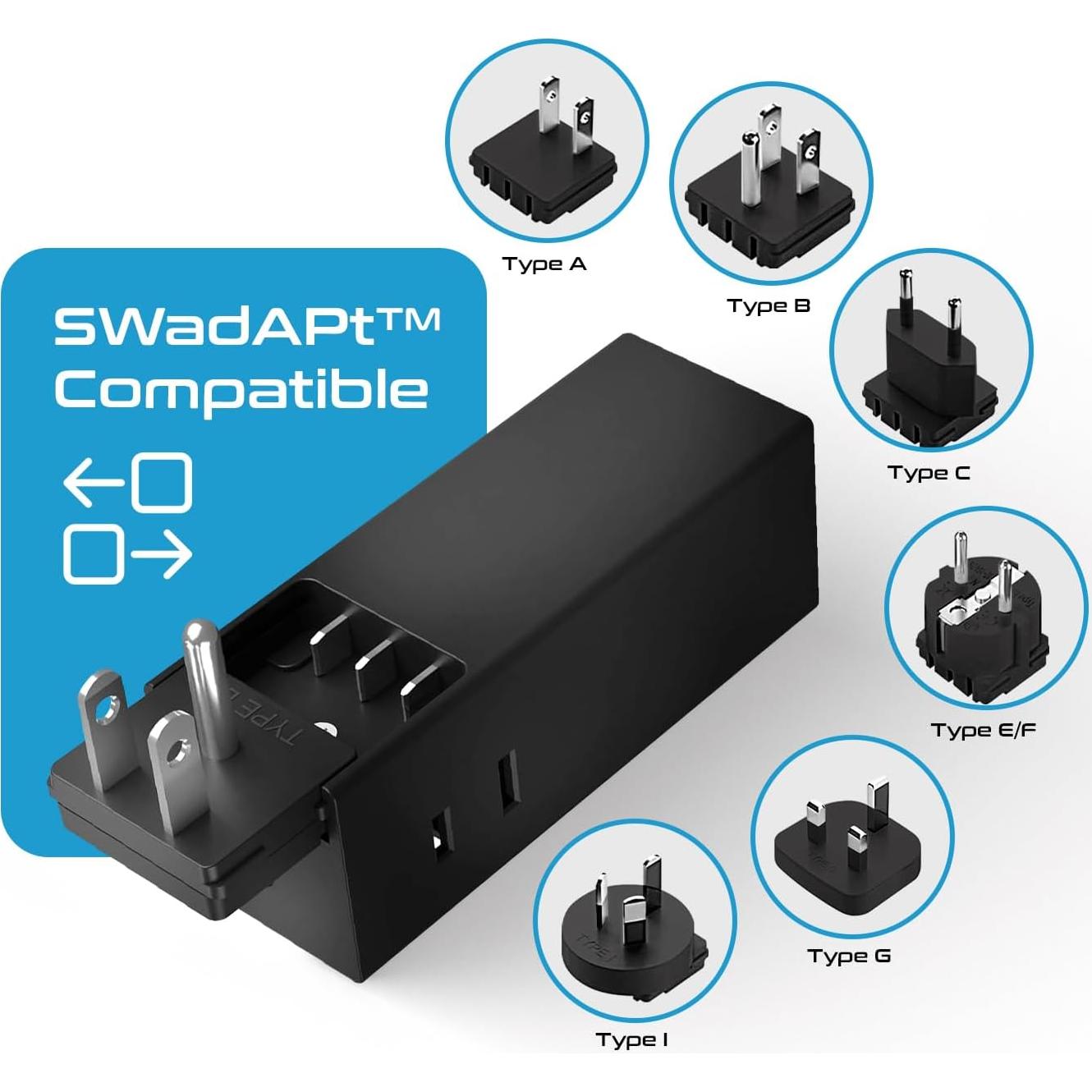 Adaptador de Viaje Mundial Ceptics 65W con 6 Accesorios