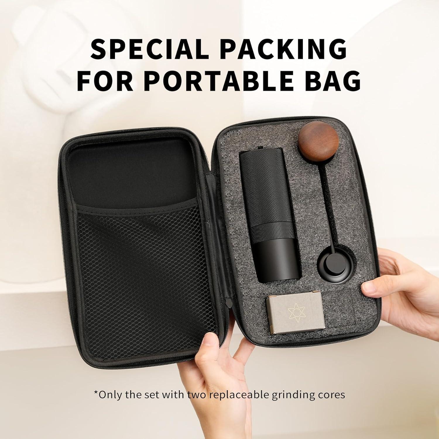 MAVO Manual Coffee Grinder, Wizard Hand Coffee Grinder, Capacity 25g with 2PCS CNC Stainless Steel Conical Burr -Pentagon and Hexagonal, Burr Coffee Bean Grinder for French Press, Pour Over, Black