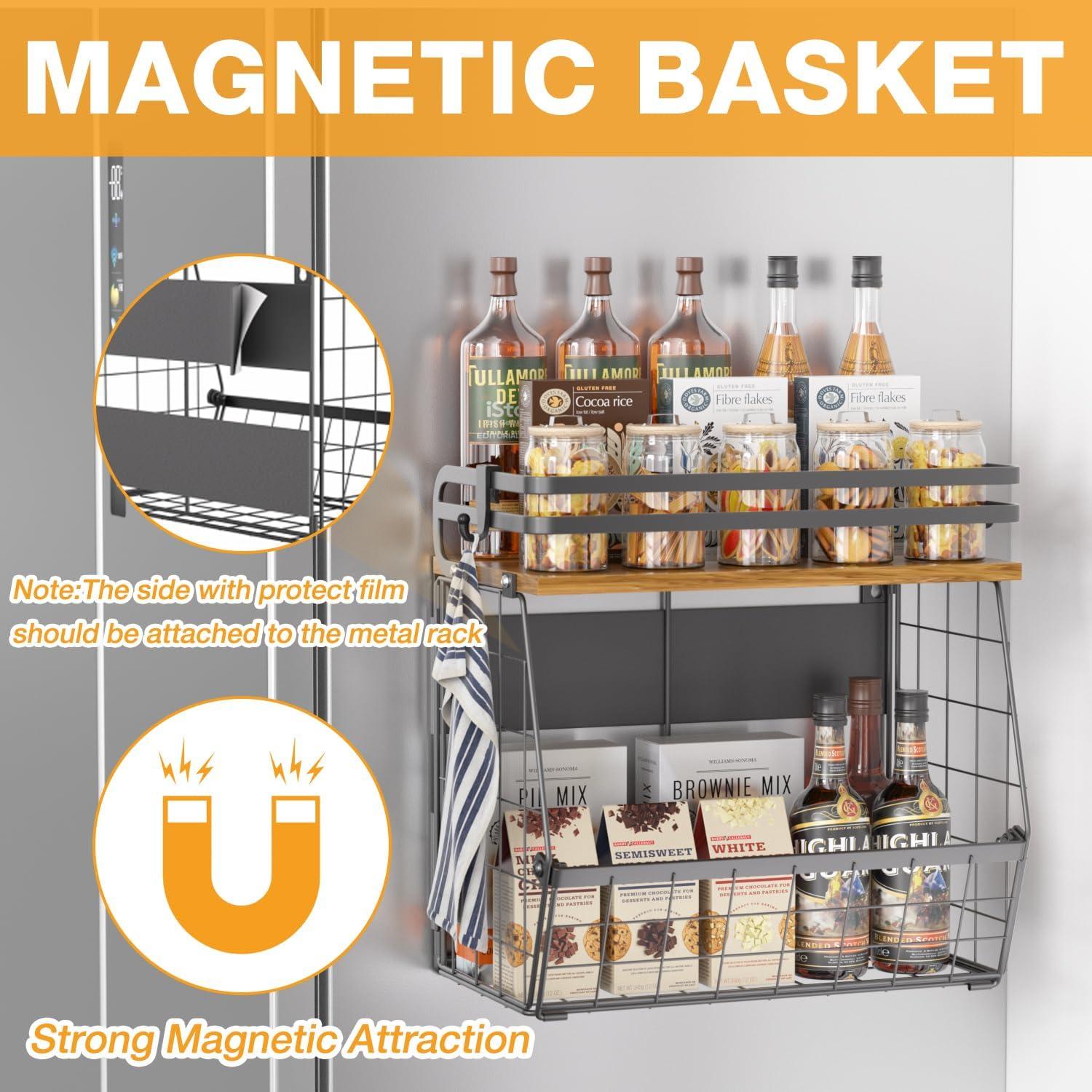 Estante Magnético Utheinteck para Nevera, Canasta de Alambre 30.48x17.78cm