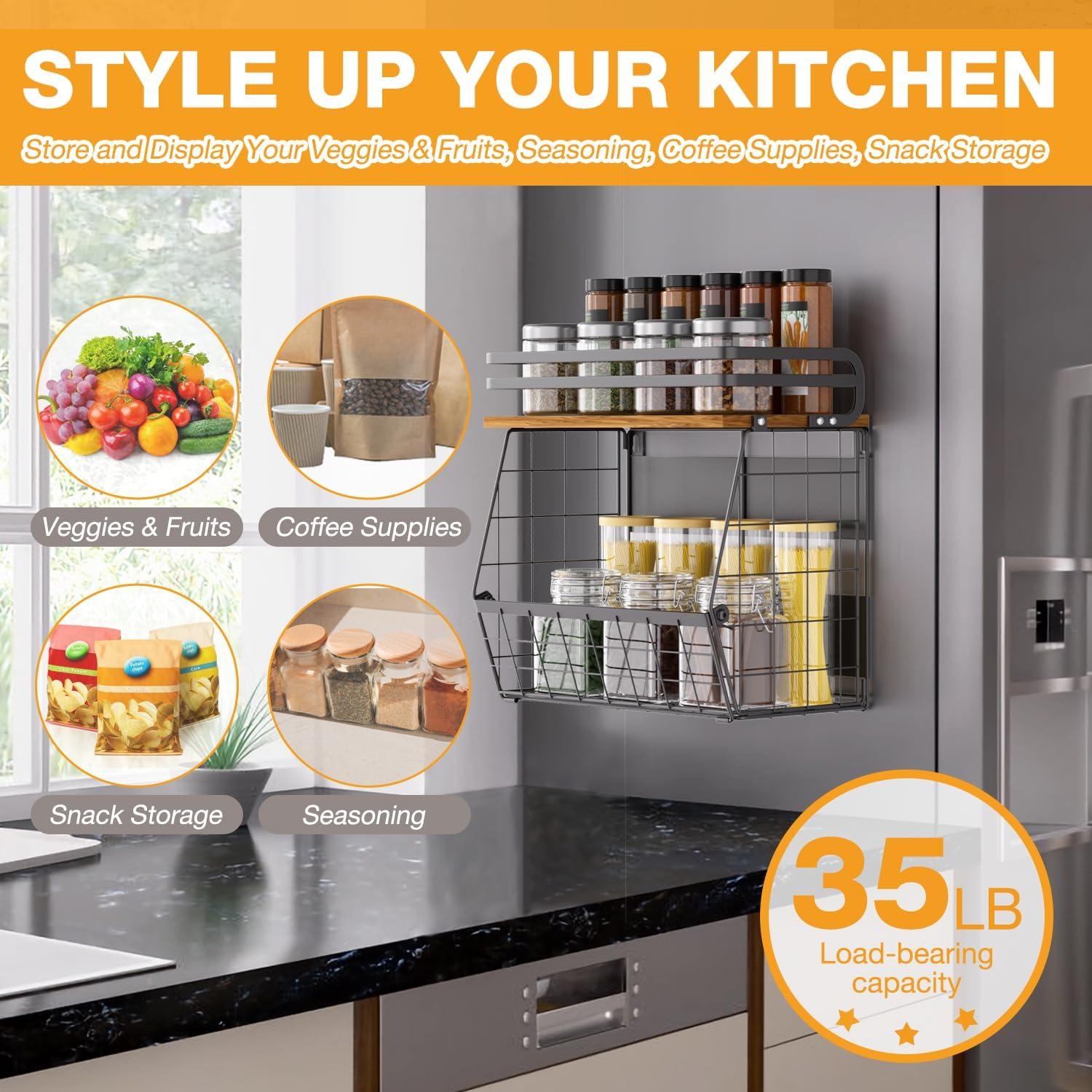 Estante Magnético Utheinteck para Nevera, Canasta de Alambre 30.48x17.78cm