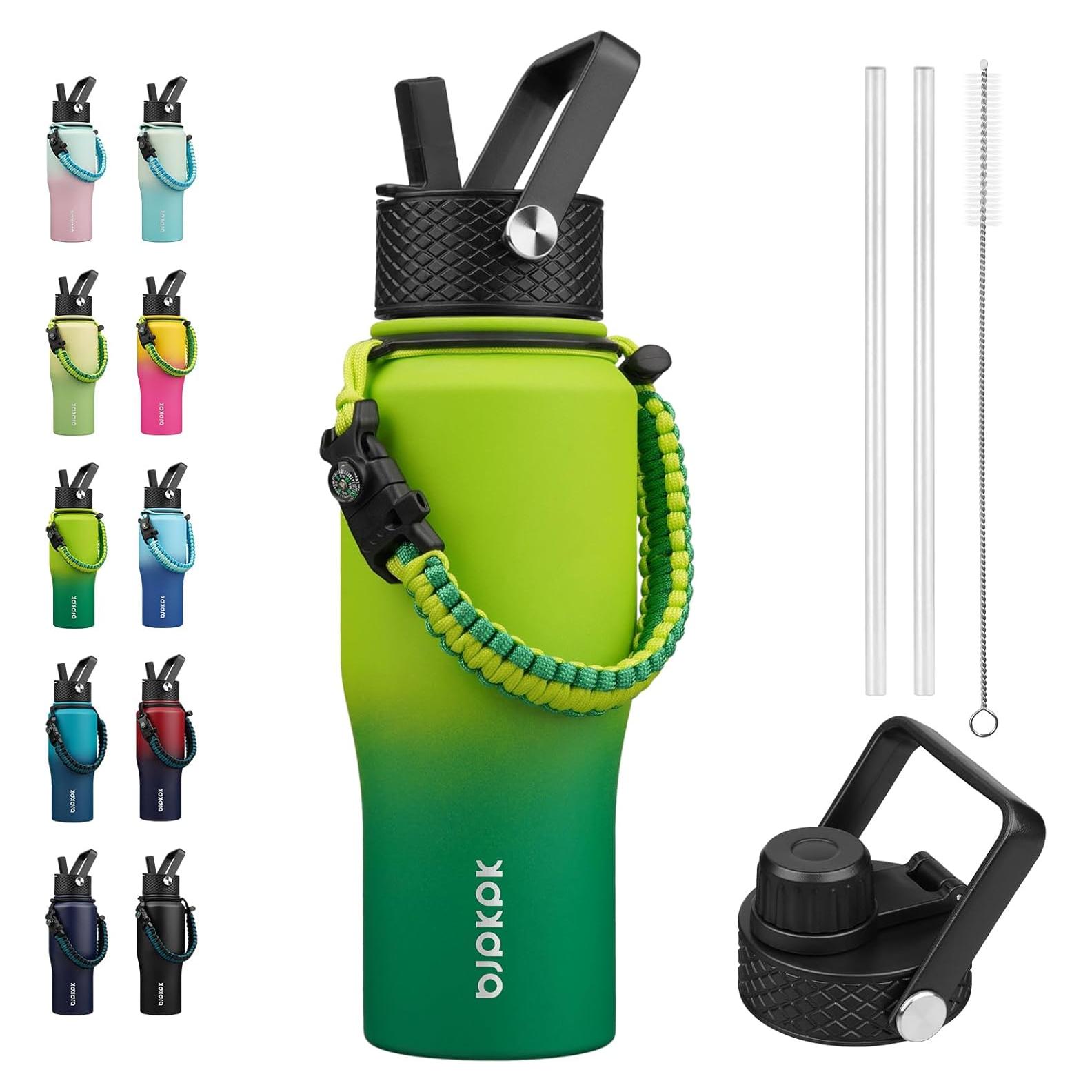 Botella de Agua Aislada BJPKPK 680ml Doble Pared Bosque de Bambú