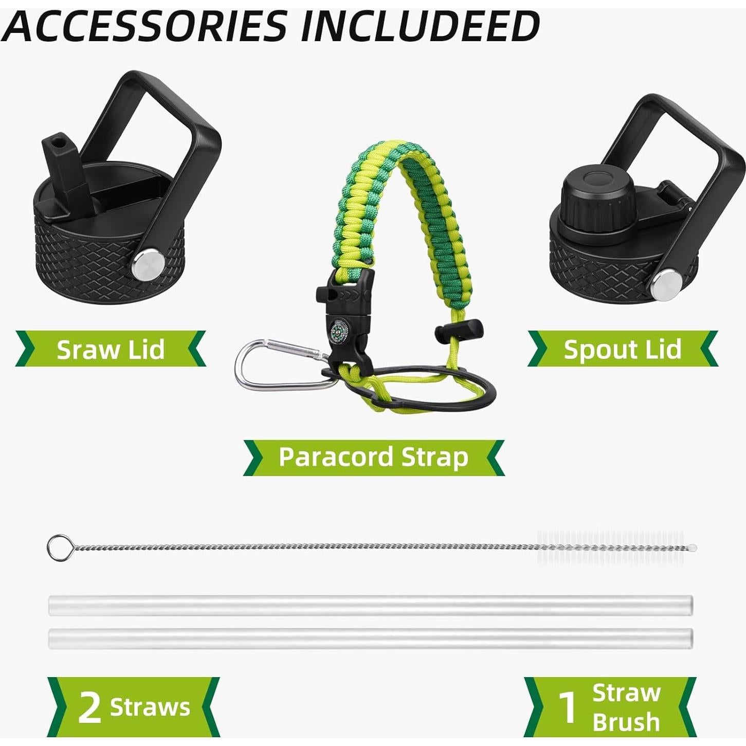 Botella de Agua Aislada BJPKPK 680ml Doble Pared Bosque de Bambú