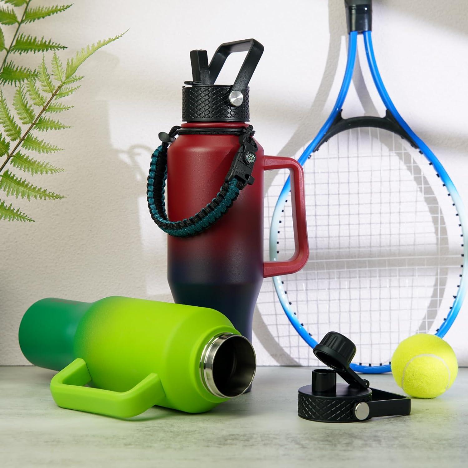 Botella de Agua Aislada BJPKPK 680ml Doble Pared Bosque de Bambú